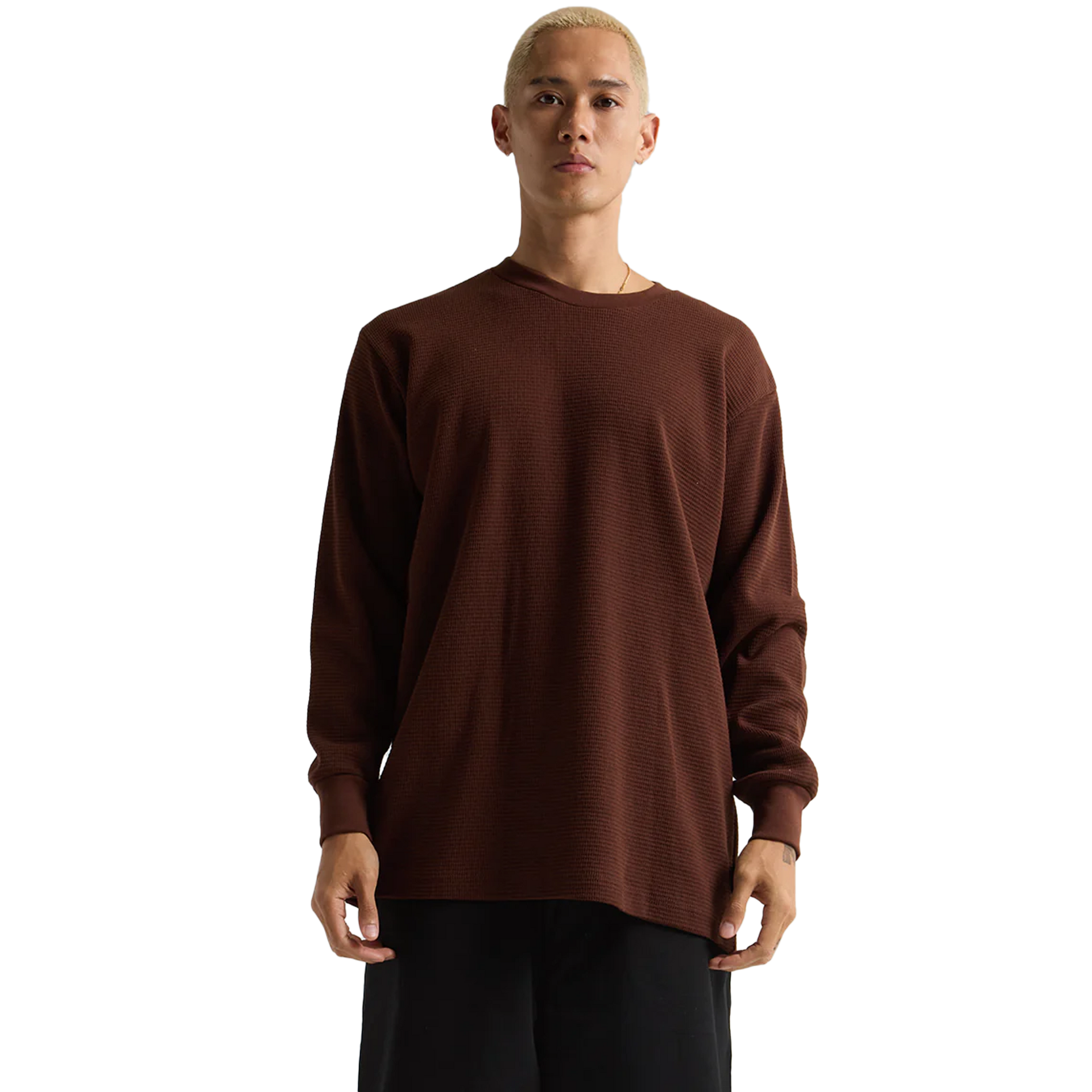 Thermal - 9 oz Brown COTTON LONGSLEEVES MEN REGULAR Shaka Wear