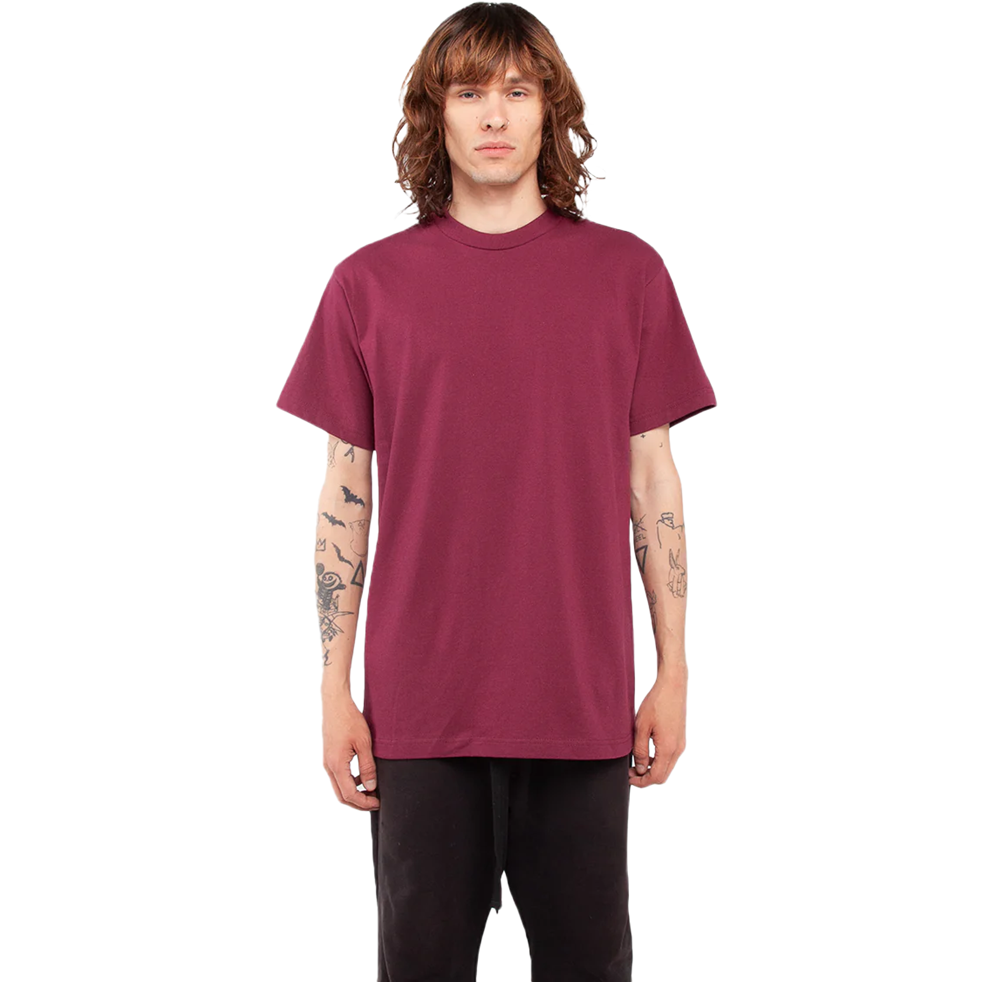 Active Short Sleeve - 6.0 oz Burgundy Active COTTON MEN MIDWEIGHT Shaka Wear SHORTSLEEVES shsdparentproduct tearaway UNFITTED