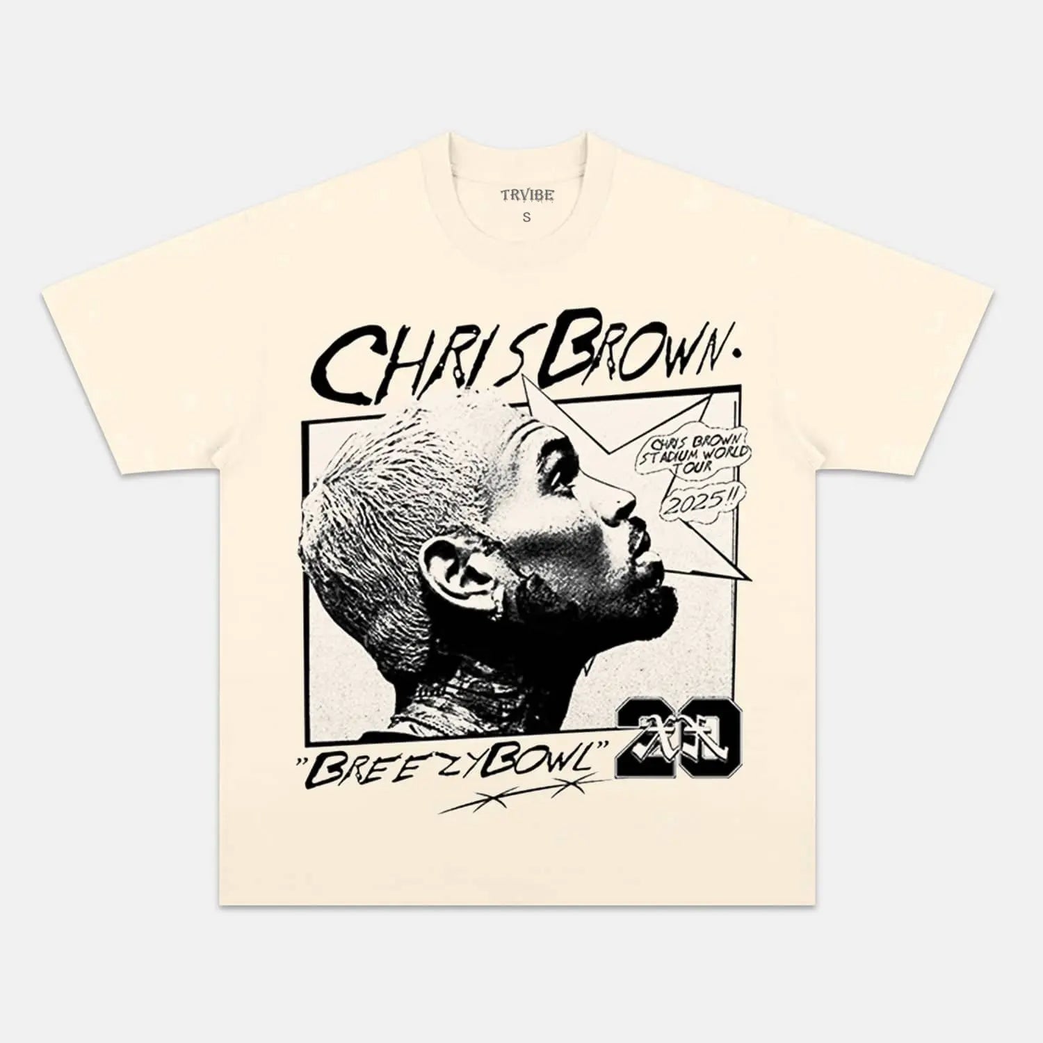 Chris Brown: Breezy Bowl Tour Tee V6 IVORY TEE Chrisbrown HIP HOP MUSIC