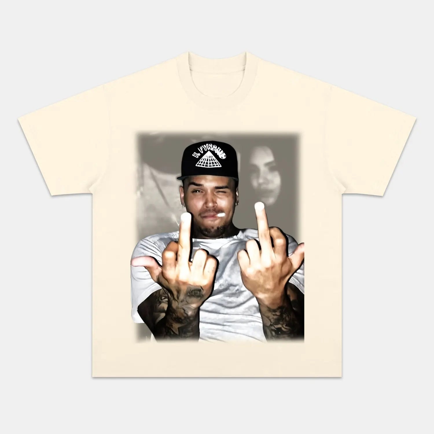 Chris Brown: Music Icon Tee V16 IVORY TEE BIG FACE BIG FACES Chrisbrown HIP HOP MUSIC