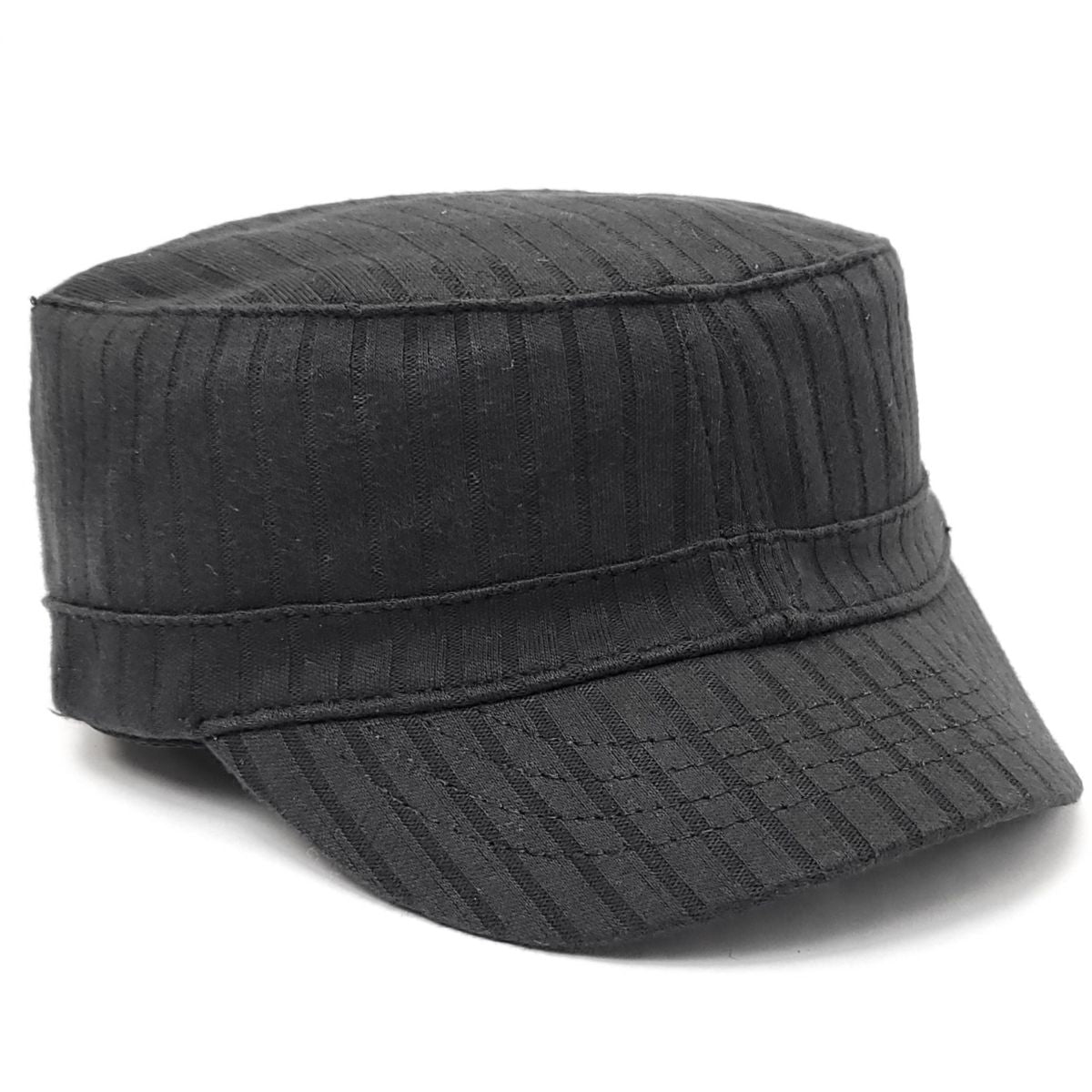 Youth - Cadet Cap -CY2660, Ribbed Knit, Black & Sky Blue Black OSFA Military Cap Youths