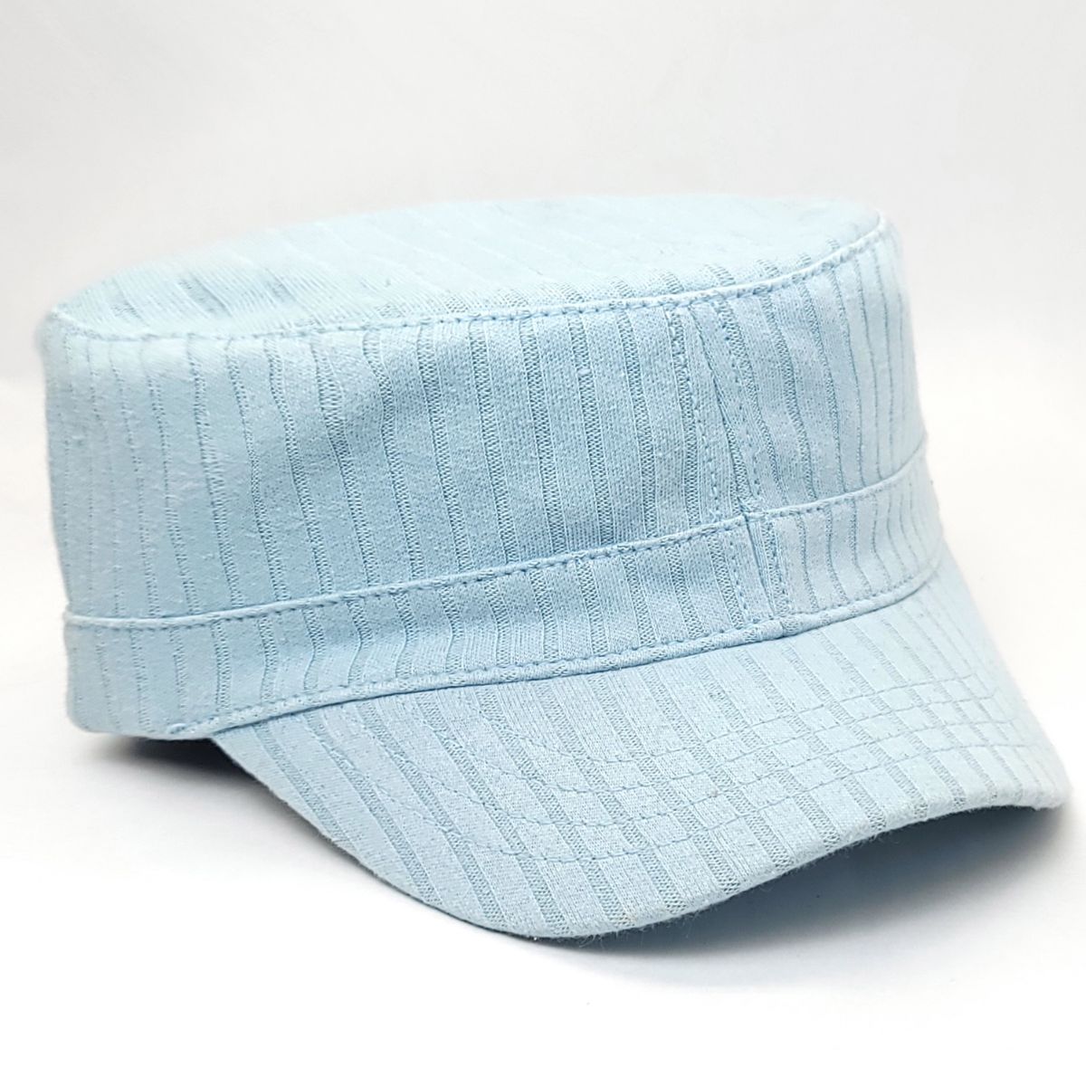 Youth - Cadet Cap -CY2660, Ribbed Knit, Black & Sky Blue Sky Blue OSFA Military Cap Youths