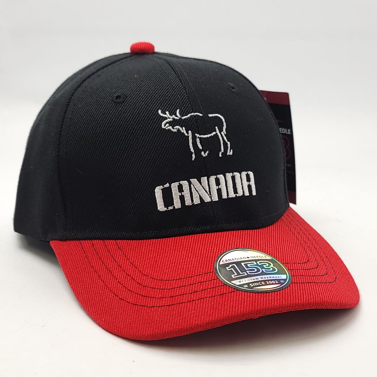 Simple Moose Cap - Black & Red 2 Tone, Adjustable OSFA Black & Red 2 Tone Clearance