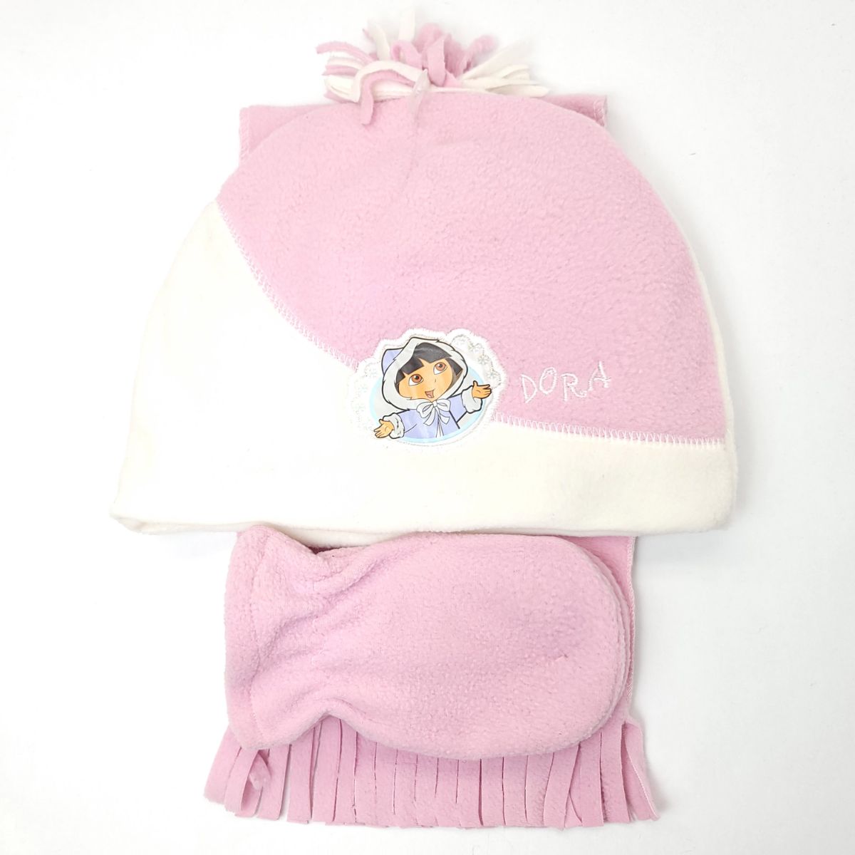 Toddler - Dora the Explorer 3 Pieces Set, Winter Hat, Mittens and scarf, Multi-Coloured 2 Tone Light Pink White Toddler Youths