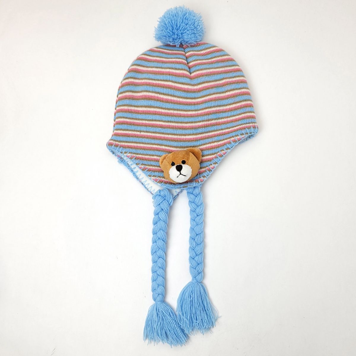 Youth - Teddy Bear Pom Laplander Beanie Hat Youths