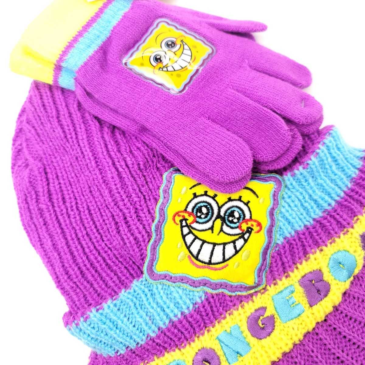 Youth - SpongeBob, 2pcs set, Visor Toque & Gloves, Multi-Coloured Youths