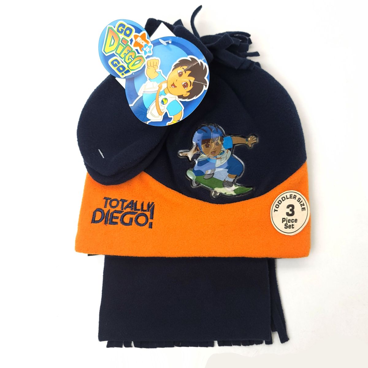 Toddler - Diego 3 pieces set, Winter hat, Mittens & Scarf, Multi-Coloured Navy Orange Toddler Youths