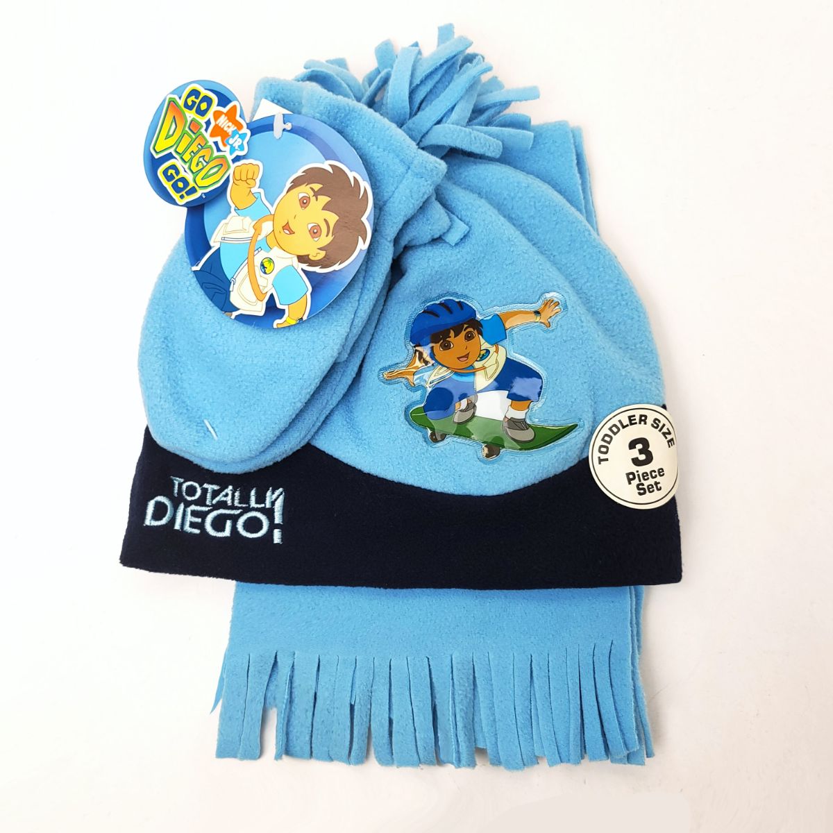 Toddler - Diego 3 pieces set, Winter hat, Mittens & Scarf, Multi-Coloured Sky Blue Navy Toddler Youths