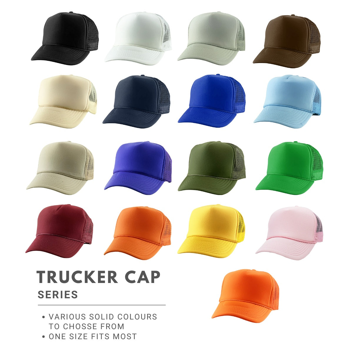 Trucker Cap - NS, Solid Colours Trucker Cap
