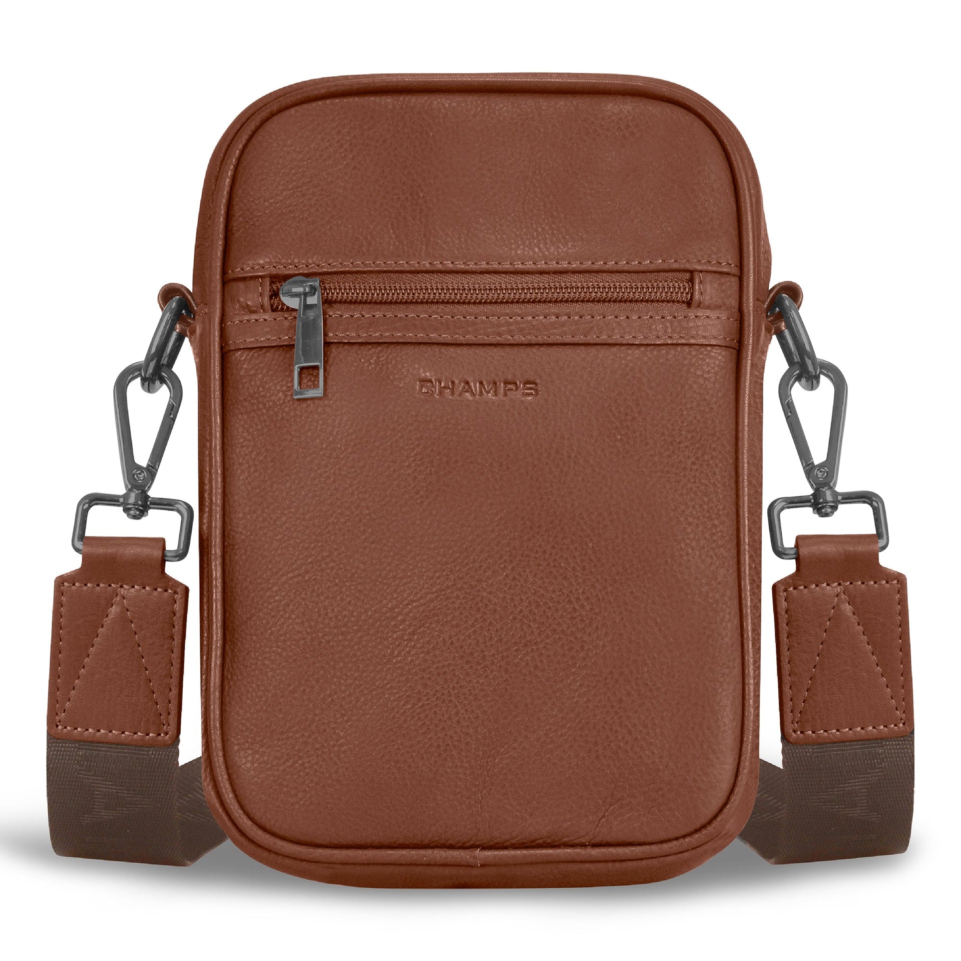 Onyx / Leather Vertical Cross-Body Bag Brown Champs Luggage Shopify Collective