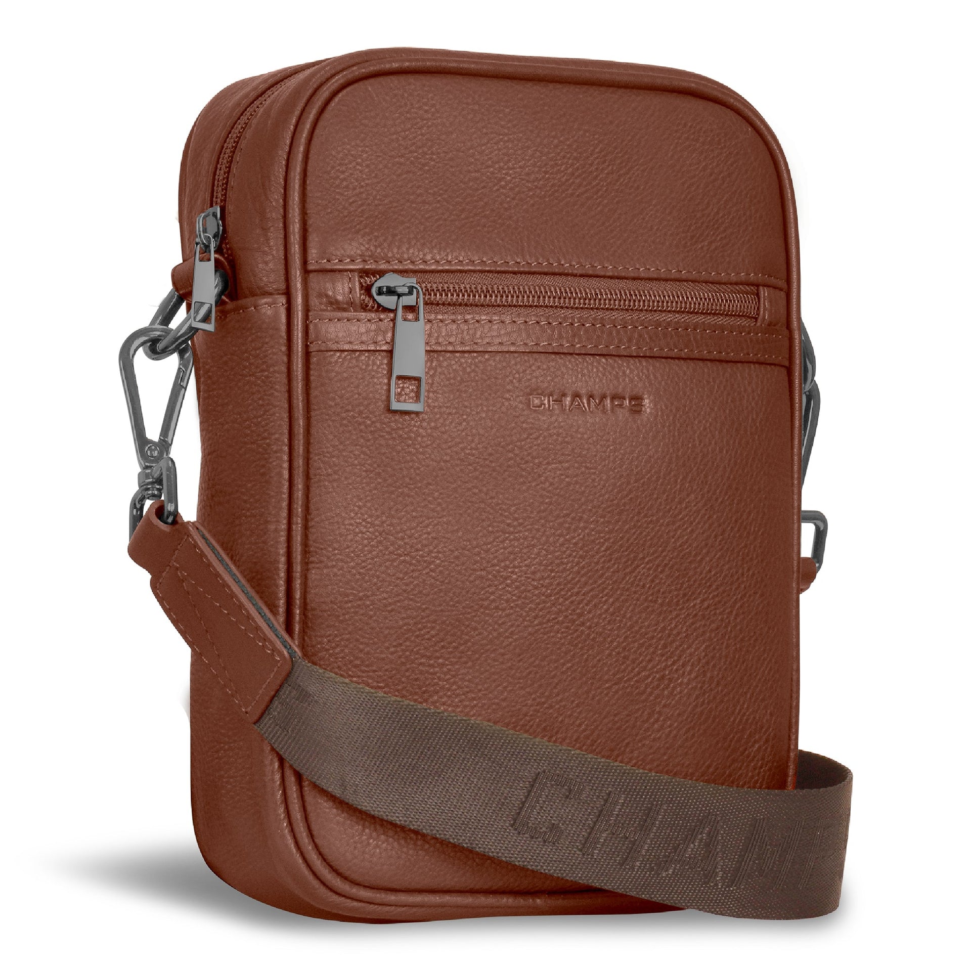 Onyx / Leather Vertical Cross-Body Bag Champs Luggage Shopify Collective