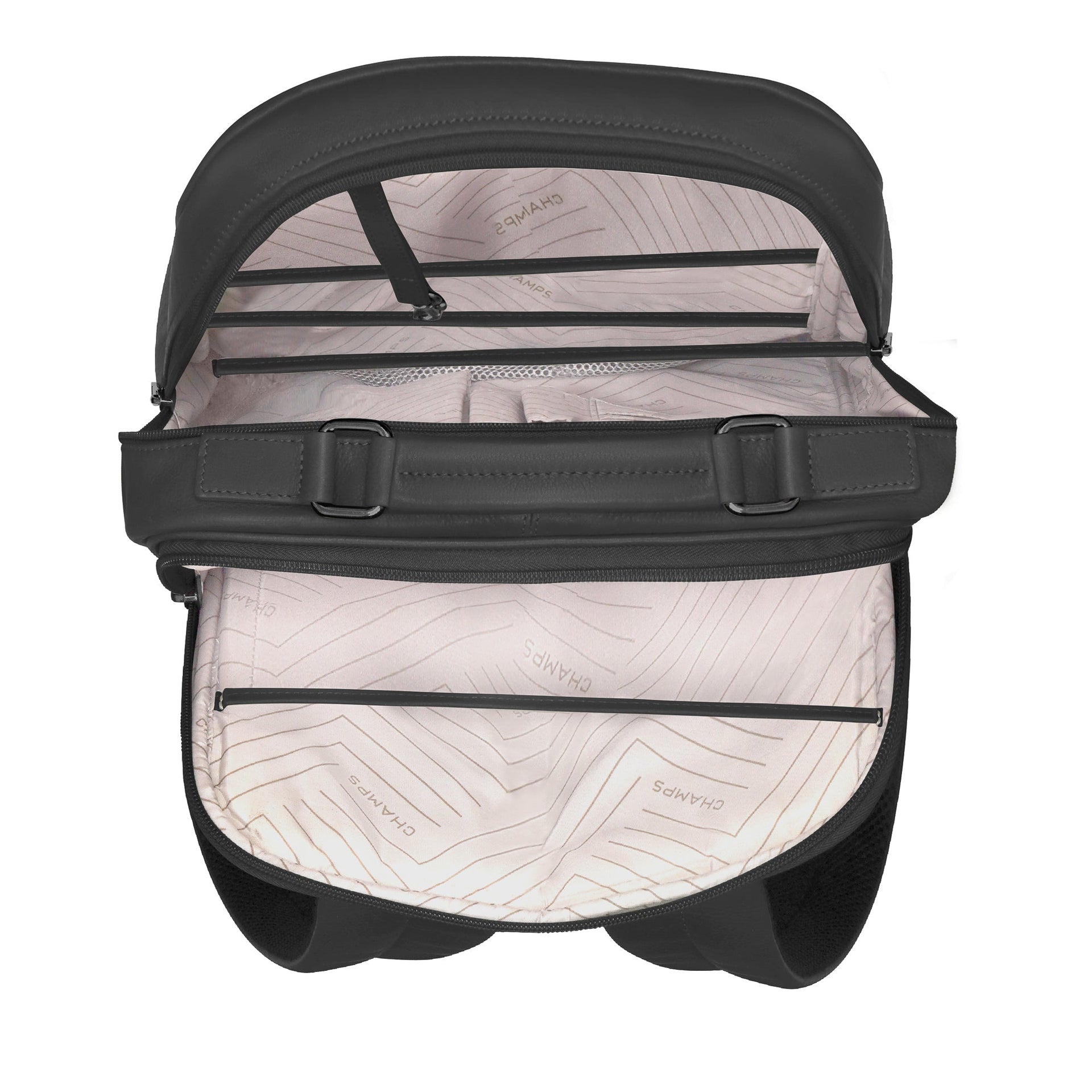 Onyx / Leather Compact Backpack Champs Luggage Shopify Collective