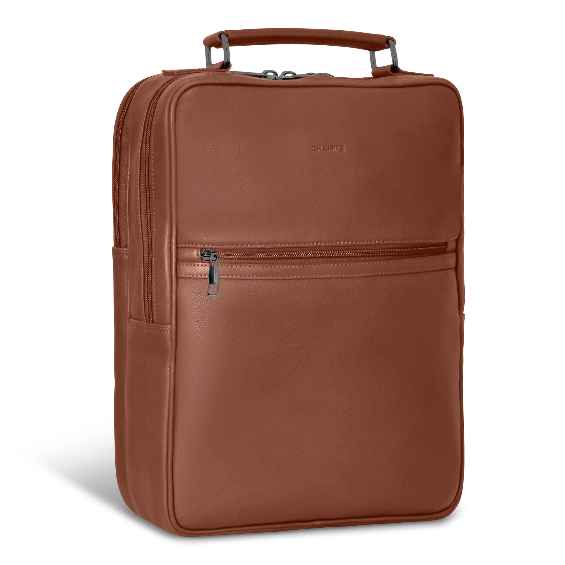 Onyx / Leather Compact Backpack Champs Luggage Shopify Collective