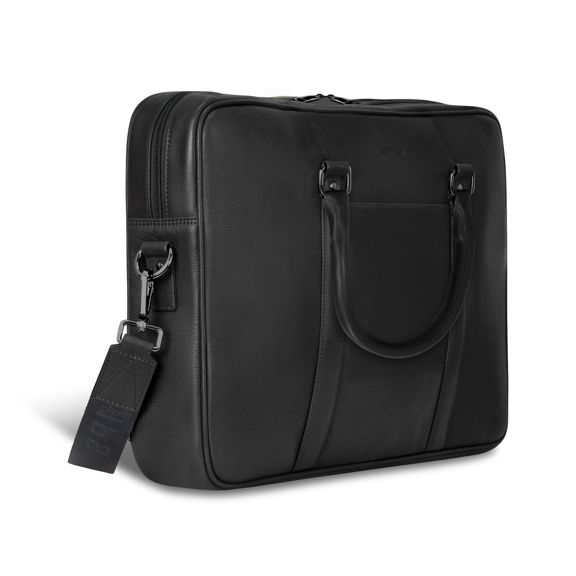 Onyx / Leather Slim Briefcase Champs Luggage Shopify Collective