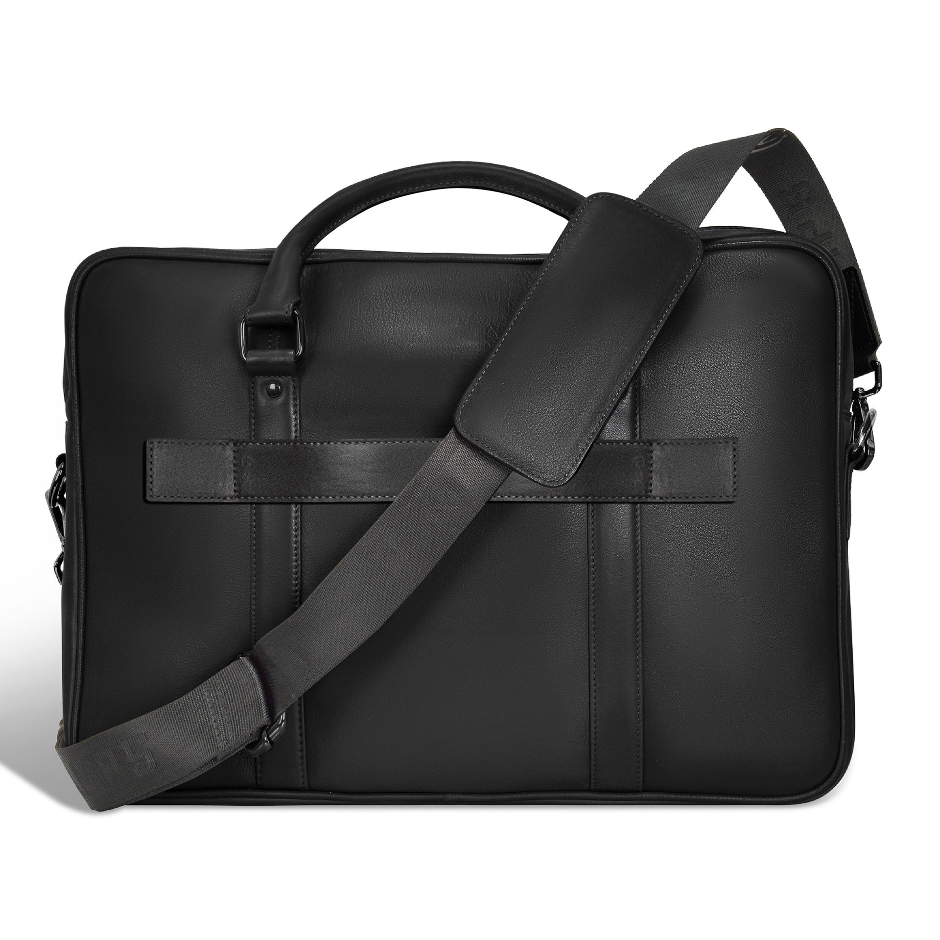 Onyx / Leather Slim Briefcase Champs Luggage Shopify Collective