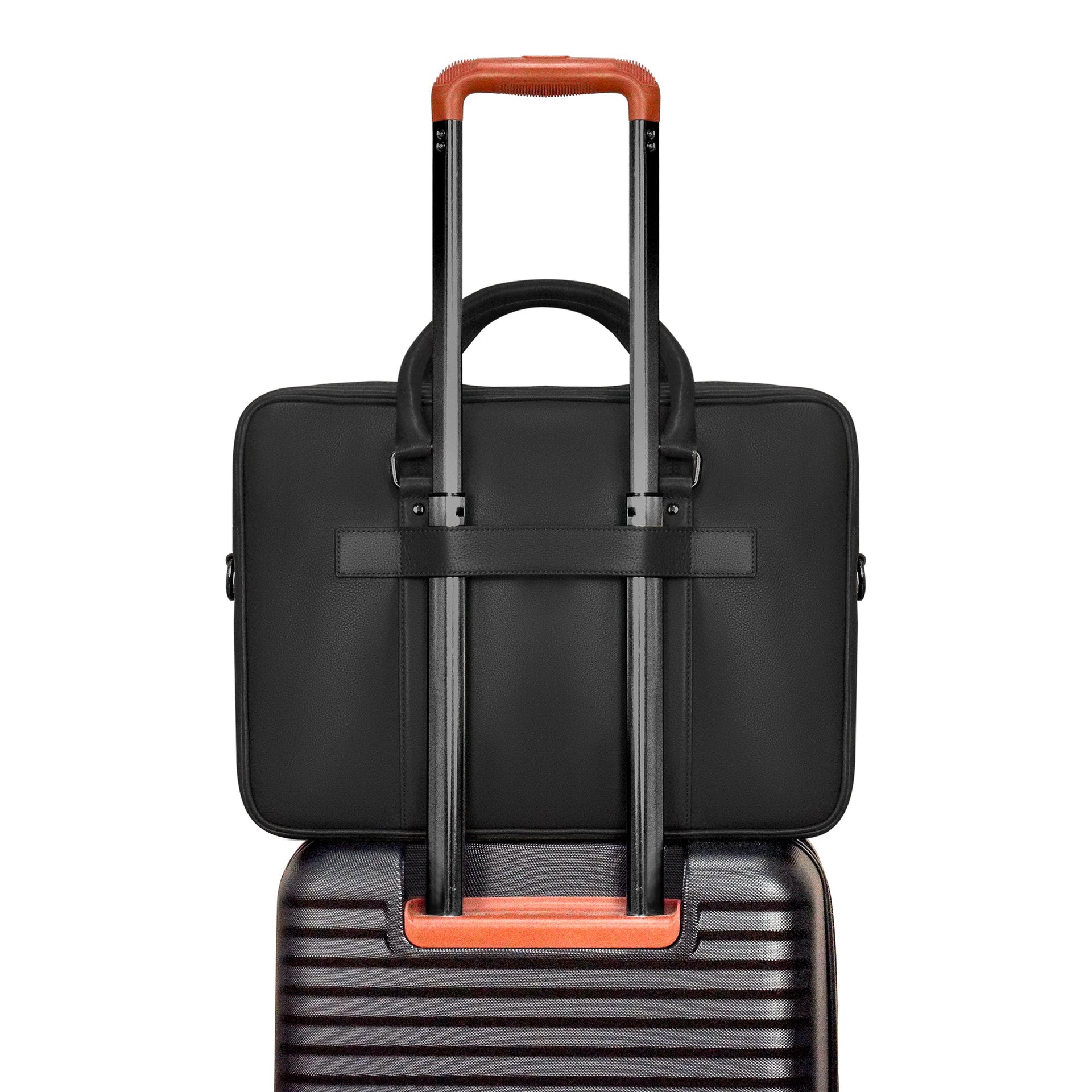 Onyx / Leather Slim Briefcase Champs Luggage Shopify Collective