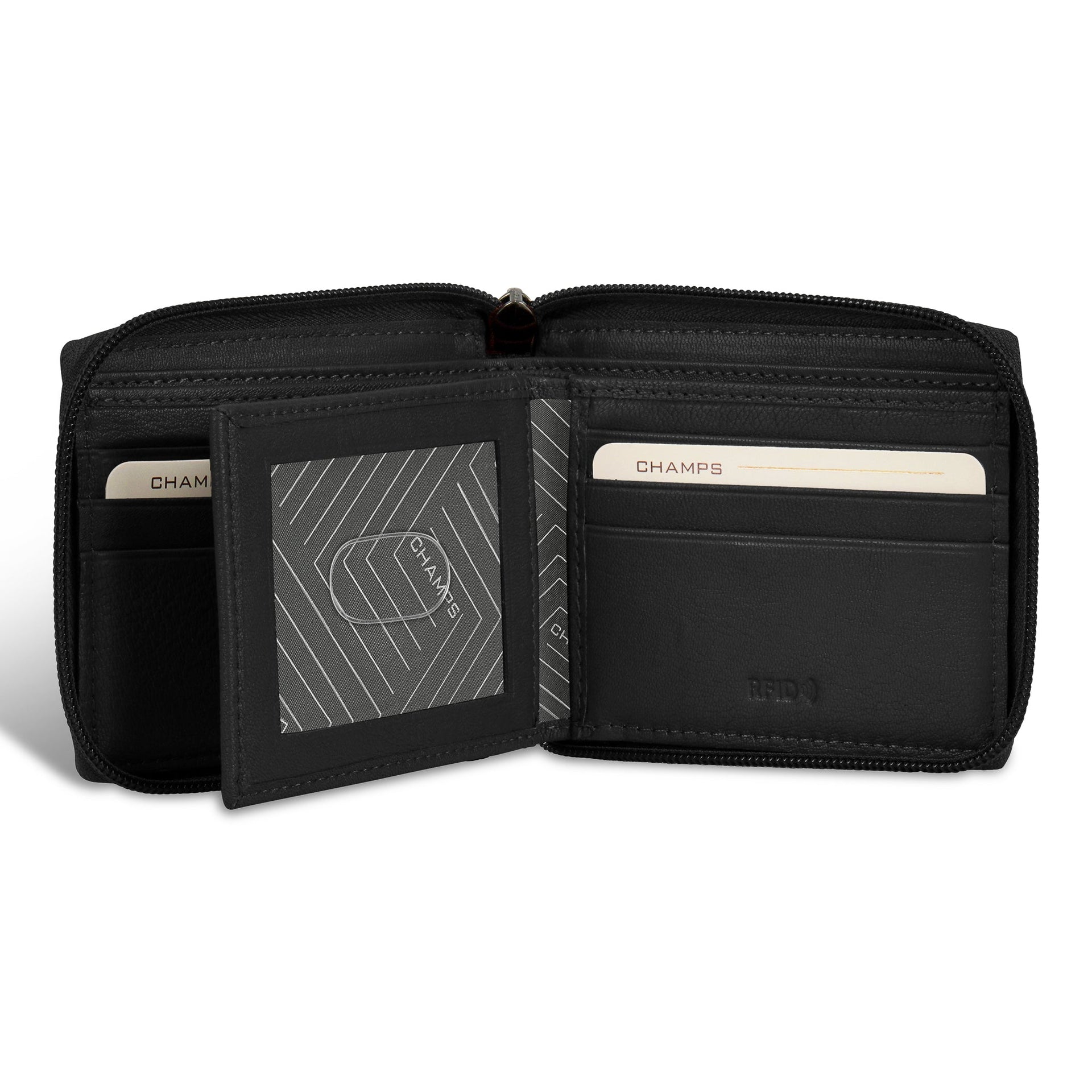 Onyx / Leather Zip Around Wallet Champs Luggage Shopify Collective