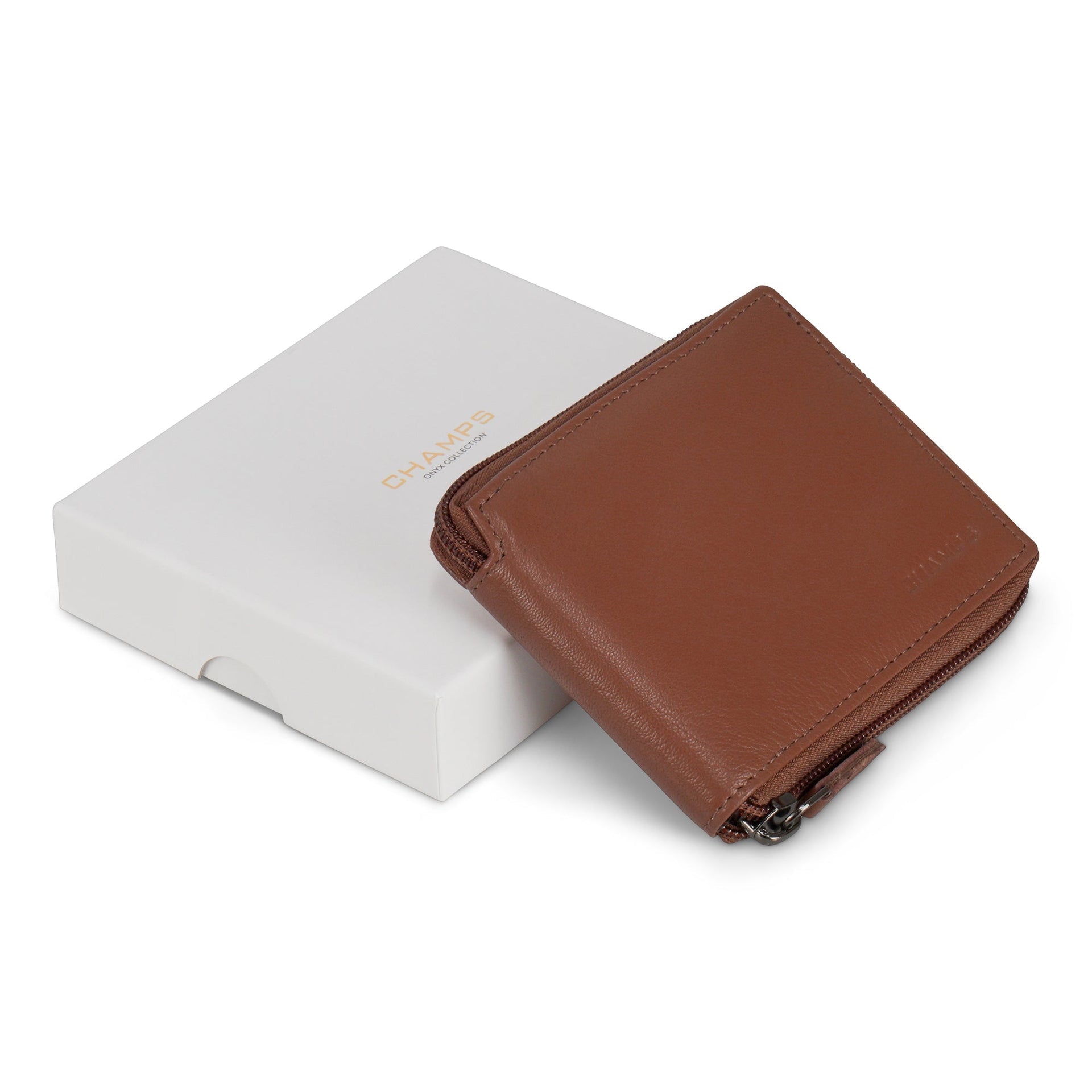 Onyx / Leather Zip Around Wallet Champs Luggage Shopify Collective