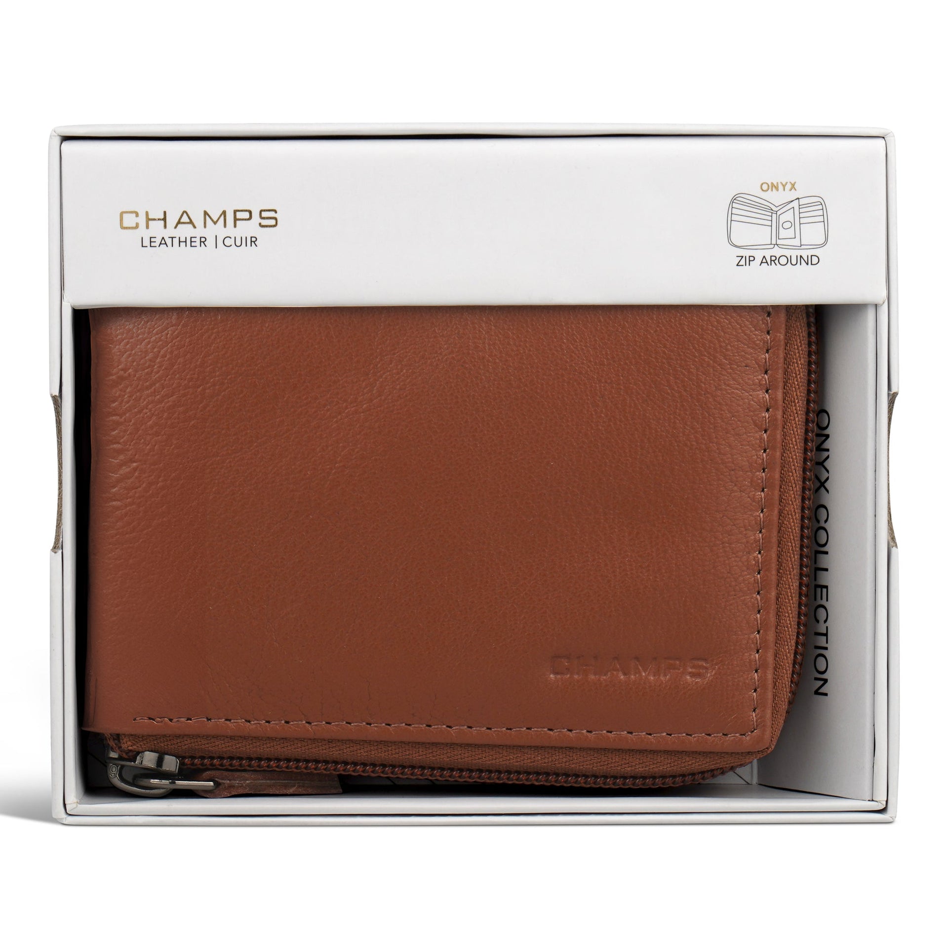 Onyx / Leather Zip Around Wallet Champs Luggage Shopify Collective