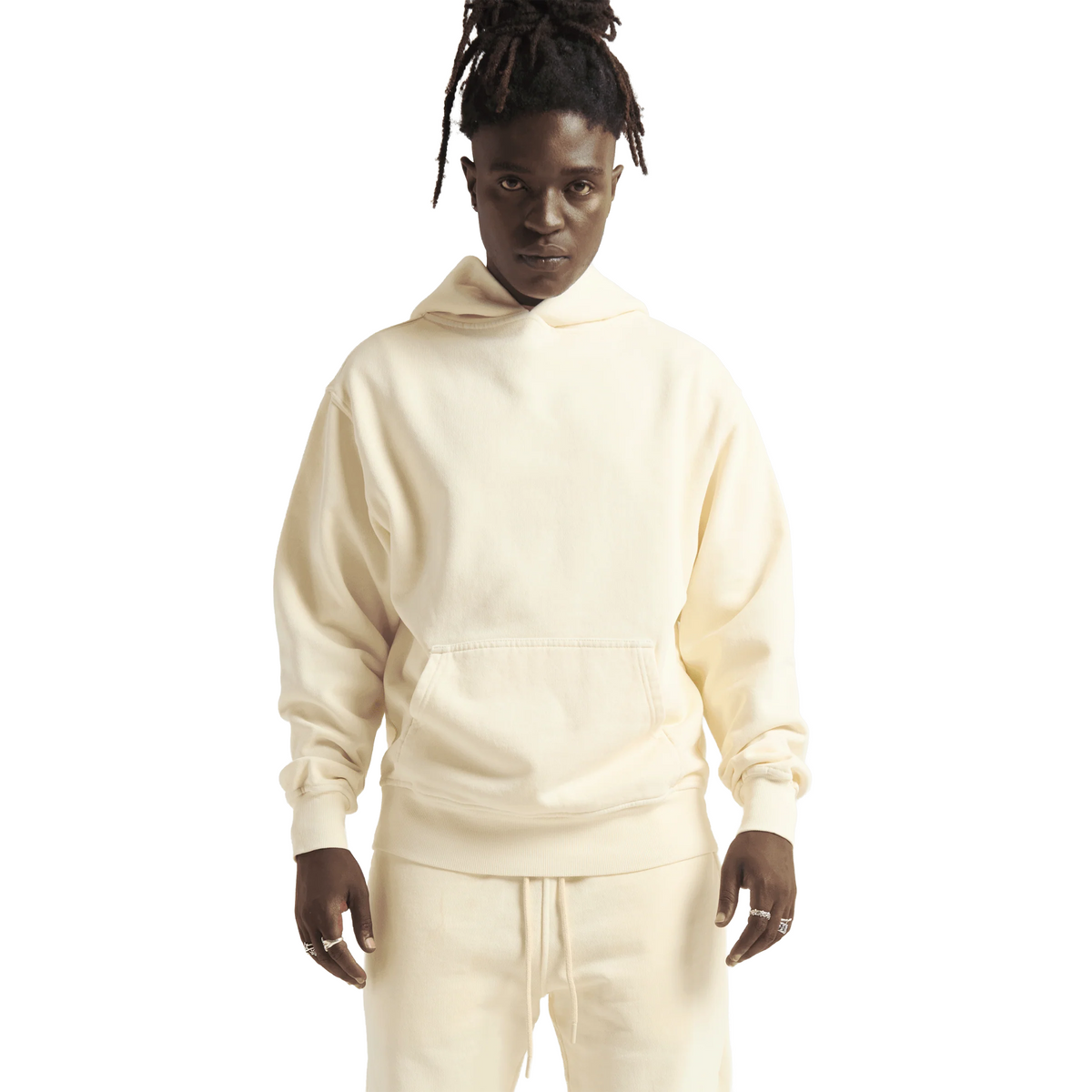 SHAKA WEAR Los Angeles Garment Dye Fleece Hoodie, - 13.5 Oz, Cream