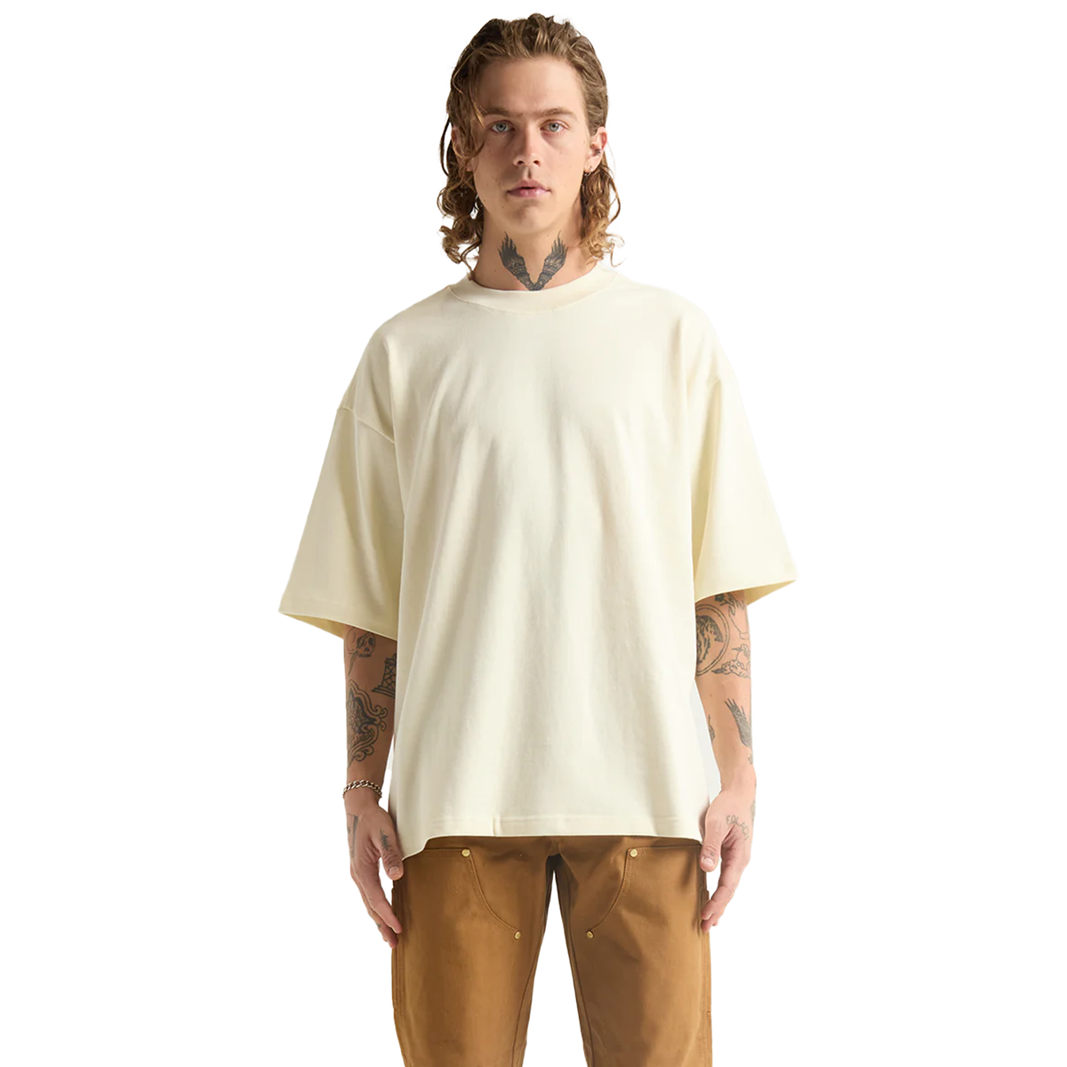 SHAKA WEAR Garment Dye Designer Tee, - 9.0 Oz, Cream