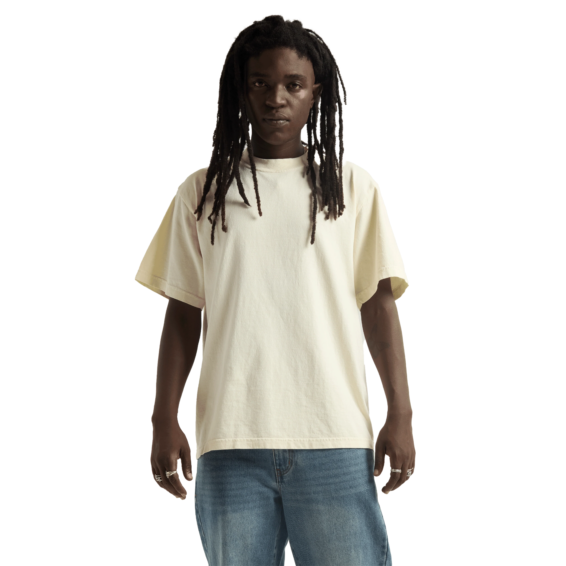Max Heavyweight Garment Dye - 7.5 oz Cream COTTON GARMENT DYE GARMENT DYES Heavyweight MEN MEN TEE OVERSIZED Pigment Dye shaka Shaka Wear SHORTSLEEVES shsdparentproduct t-shirt TEE tshirts