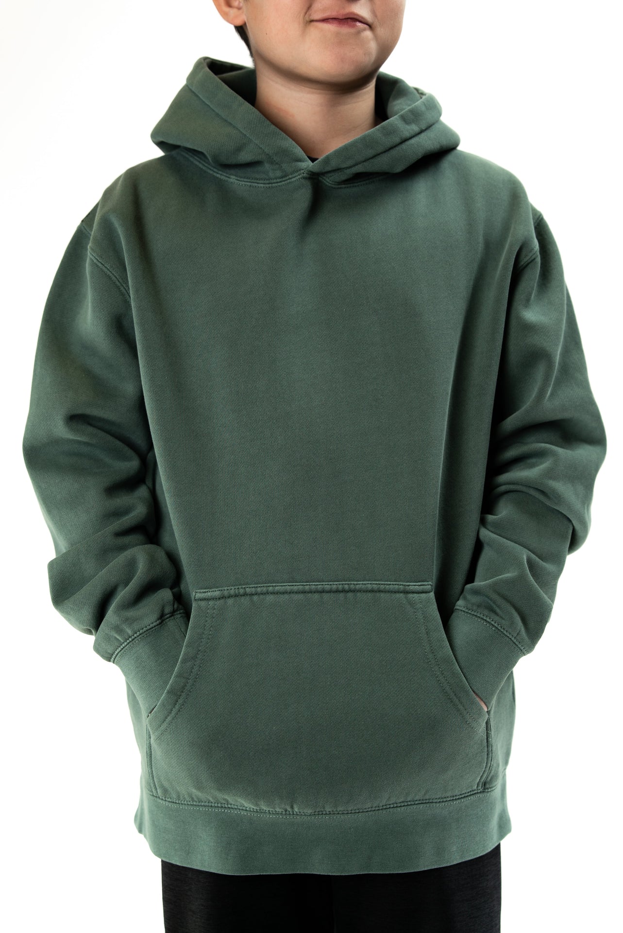 IND4001YPD - Youth Heavyweight Pigment Dye Hoodie Pigment Alpine Green XS COTTON / POLYESTER Heavyweight Hood hoodie IND4000 IND4001YPD INDEPENDENT Pigment Dye PIGMENT DYES PULLOVERS REGULAR tearaway YOUTH