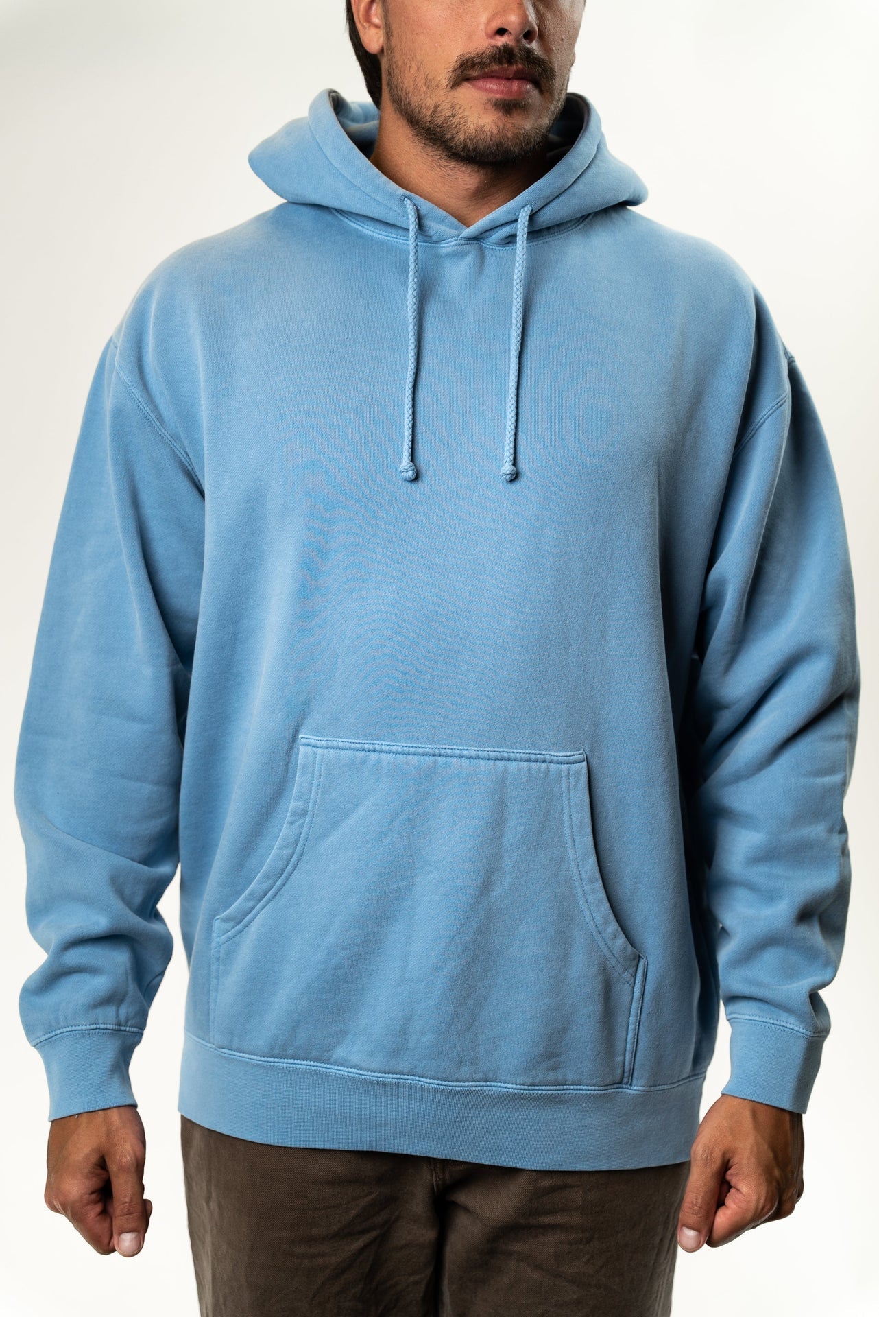 IND4000PD - Heavyweight Pigment Hooded Pullover Pigment Light Blue 4000 BASIC FLEECE COTTON / POLYESTER Heavyweight IND4000 IND4000PD INDEPENDENT MEN Pigment Dye PIGMENT DYES pullover PULLOVERS REGULAR tearaway