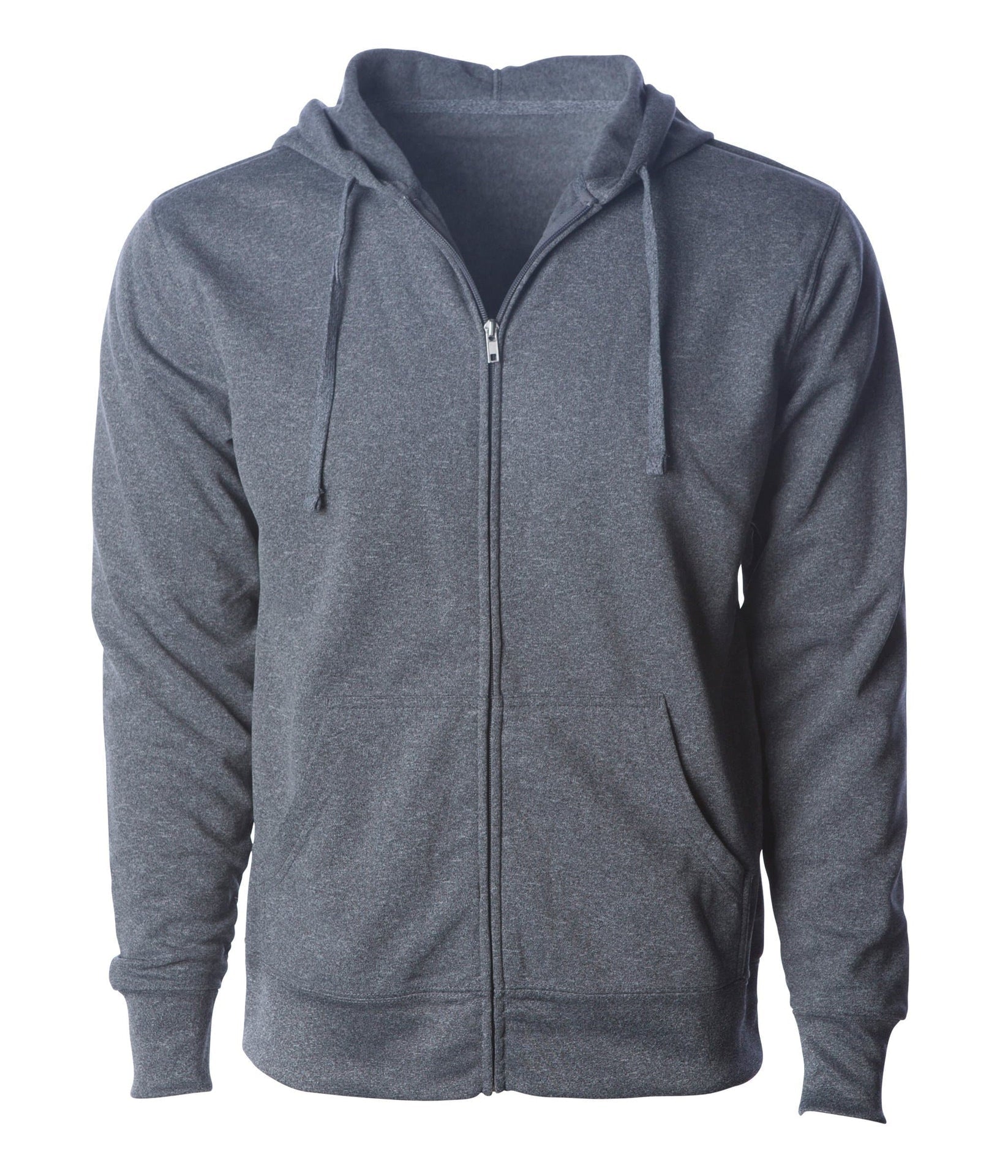 EXP444PZ - Poly-Tech Zip Hooded Sweatshirt Gunmetal Heather clear out CLOSEOUT COTTON / POLYESTER EXP EXP444 FITTED fleece INDEPENDENT MEN mens ON SALE OUTERWEAR tearaway WATER RESISTANT ZIPS