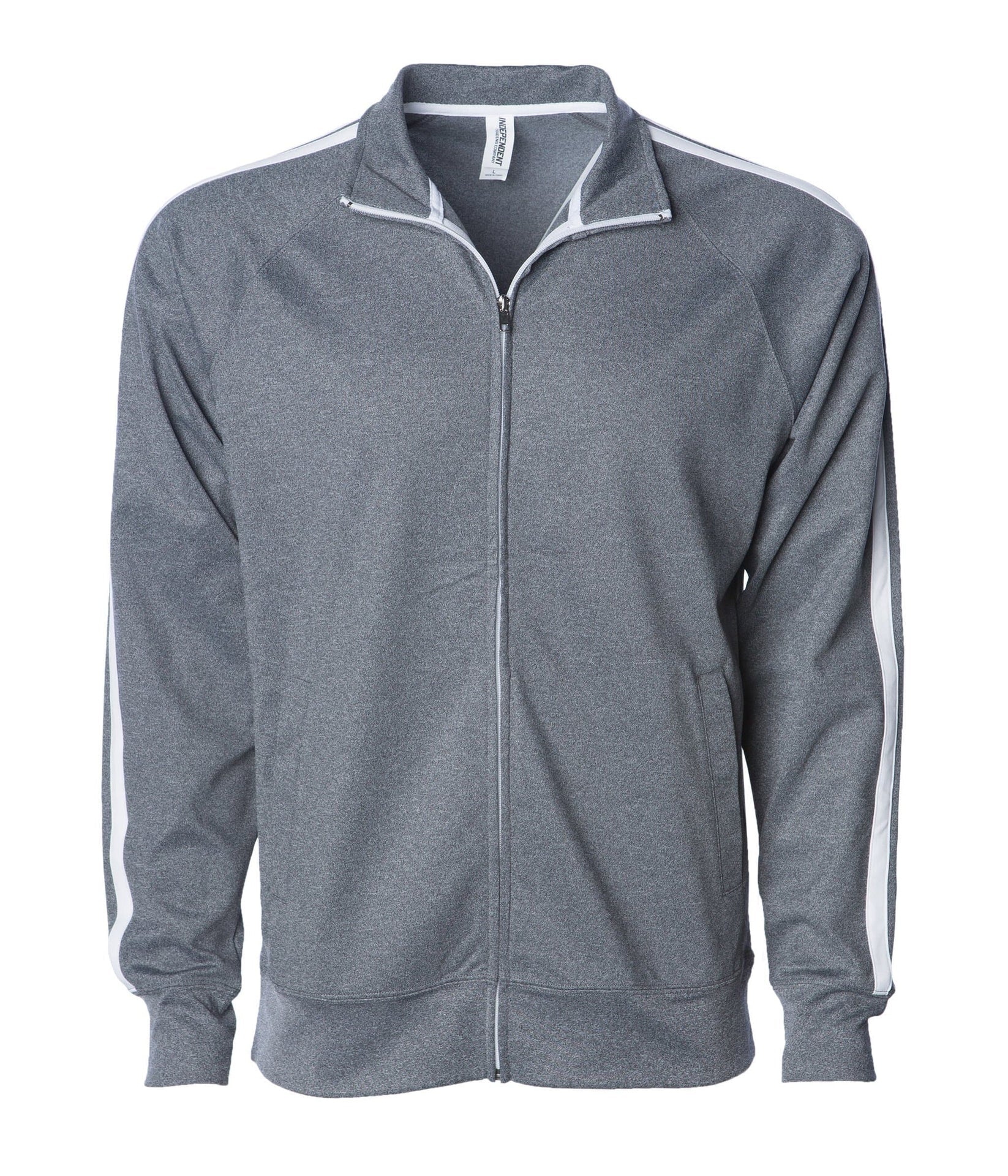 EXP70PTZ - Unisex Lightweight Poly-Tech Track Jacket Gunmetal Heather CLOSEOUT CREWS EXP70PTZ. EXPEDITION INDEPENDENT jacket Lightweight MEN moisture wicking POLYESTER REGULAR tearaway UNISEX WOMEN ZIPS