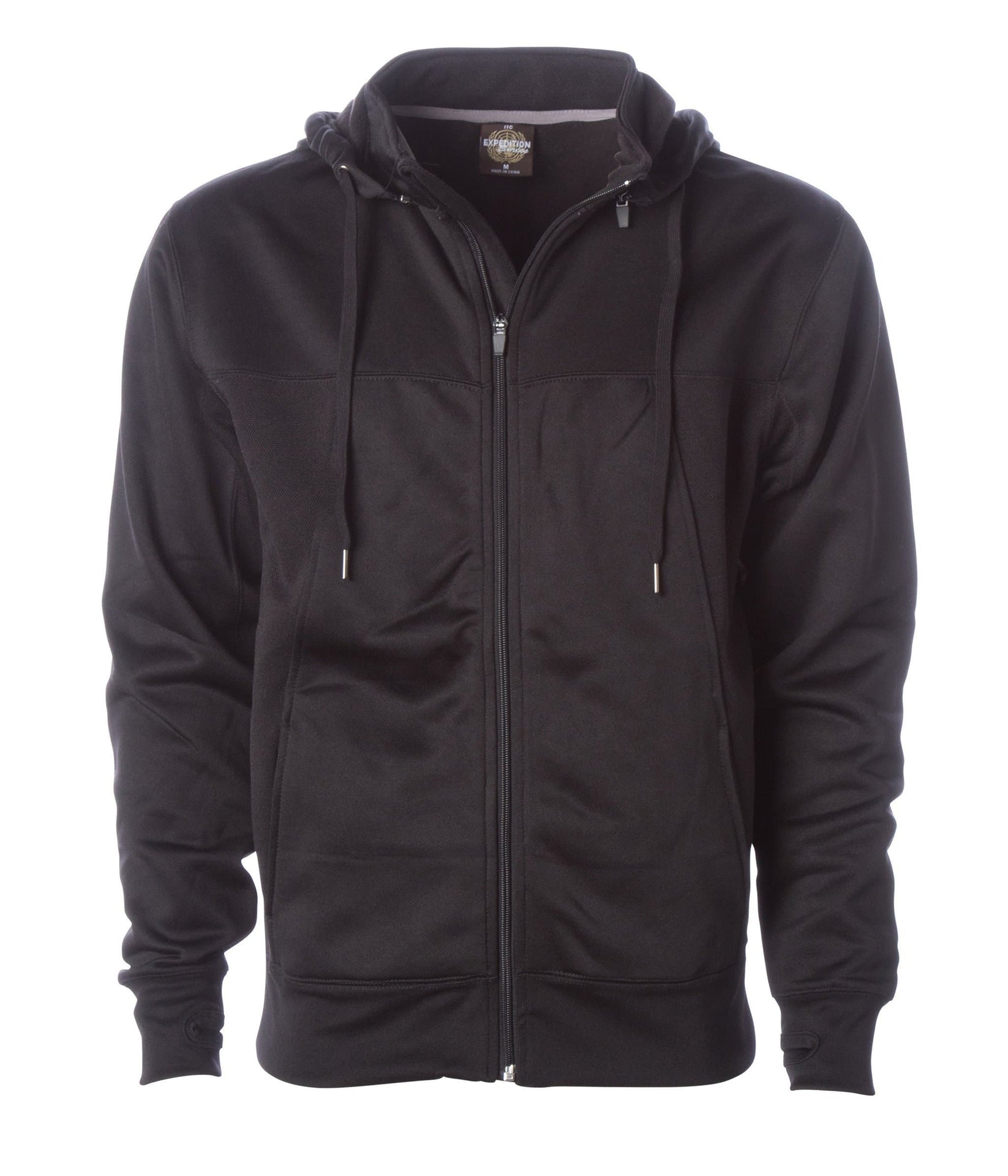 EXP80PTZ Poly-Tech Zip Hooded Sweatshirt Black COTTON / POLYESTER EXP EXP CLOSE OUT EXP80 fleece INDEPENDENT MEN mens ON SALE OUTERWEAR REGULAR tearaway WATER RESISTANT