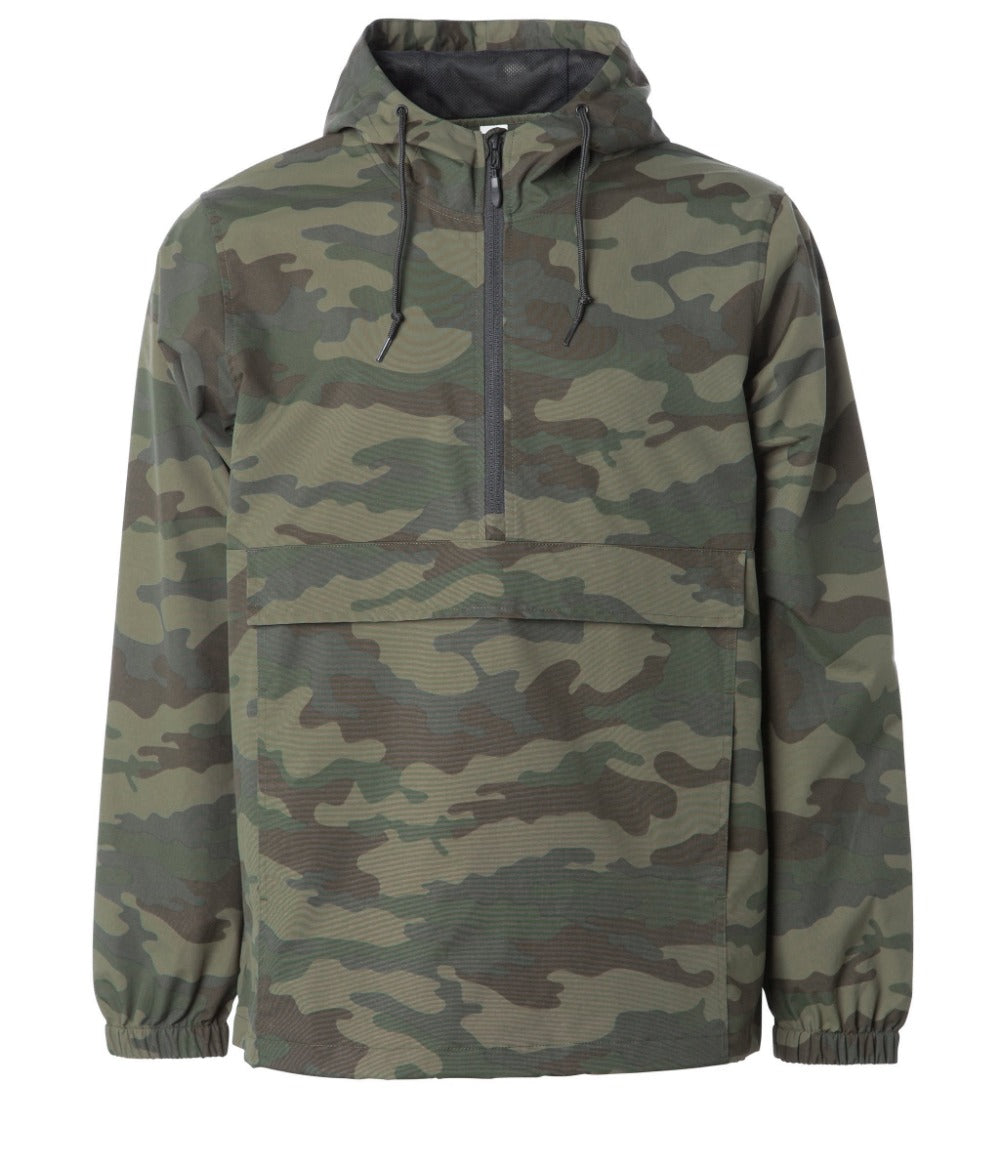 EXP94NAW - Water Resistant Windbreaker Anorak Jacket Forest Camo 1/2 ZIP Anorak coat EXP EXP94 EXP94NAW EXPEDITION INDEPENDENT jacket MEN mens NYLON OUTERWEAR PERFORMANCE PULL tearaway WATER RESISTANT Waterproof