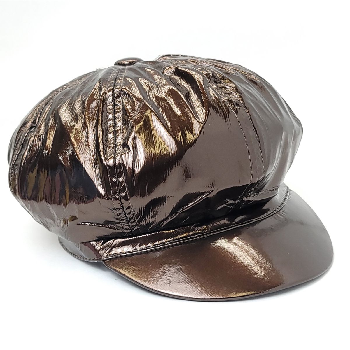 Newsboy Hat - PU Vinyl, Multi-Coloured Brown OSFA