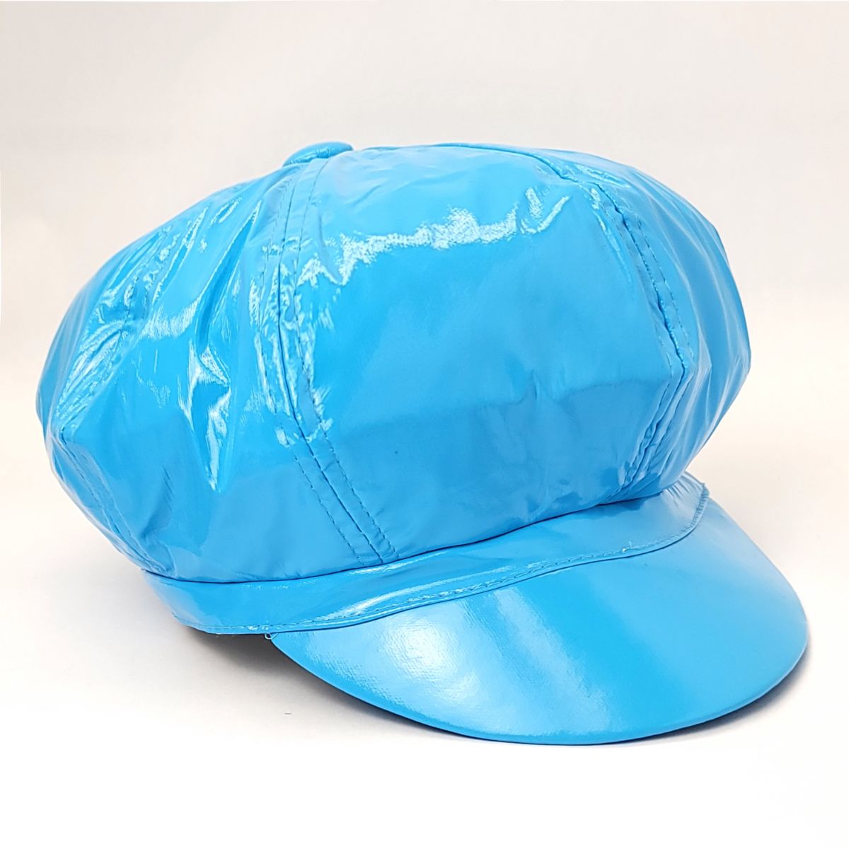 Newsboy Hat - PU Vinyl, Multi-Coloured Sky Blue OSFA