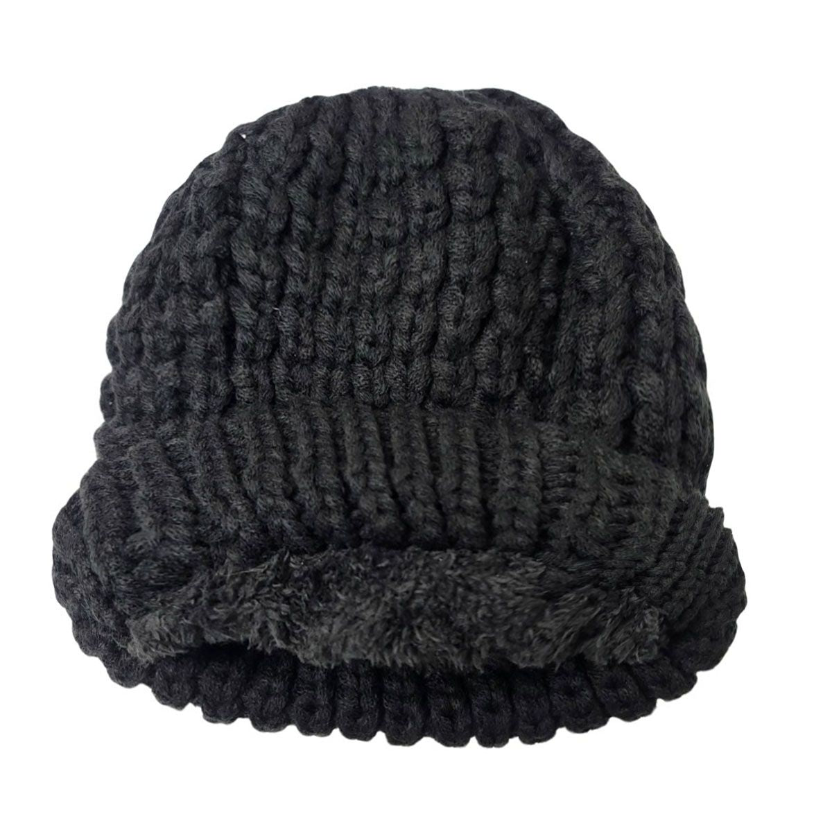 Ribbed Toque - Fur Lining, Black