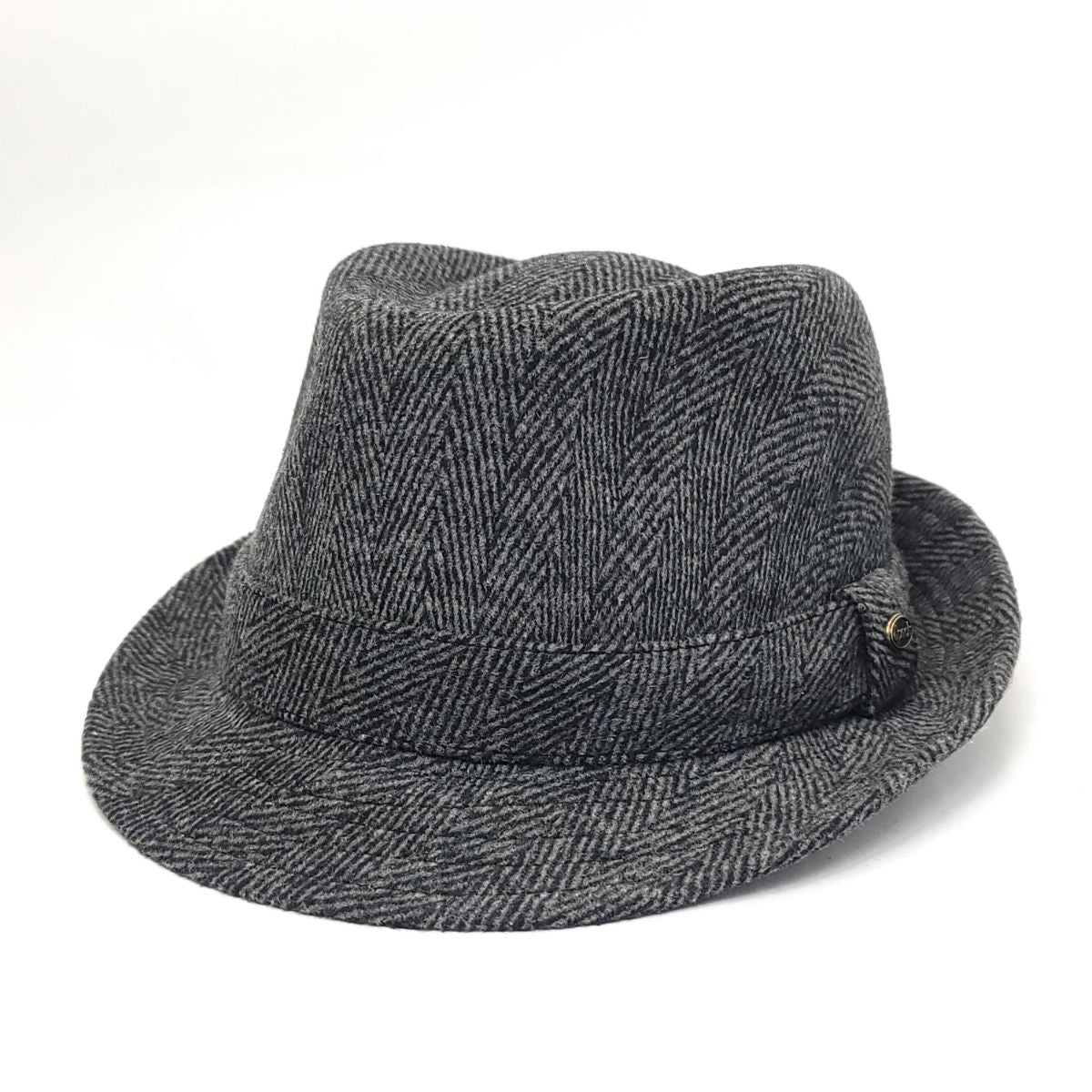 Fedora Hat - F5031, Tweed Herringbone Wool, Dark Grey, 2 sizes Fashion Hat