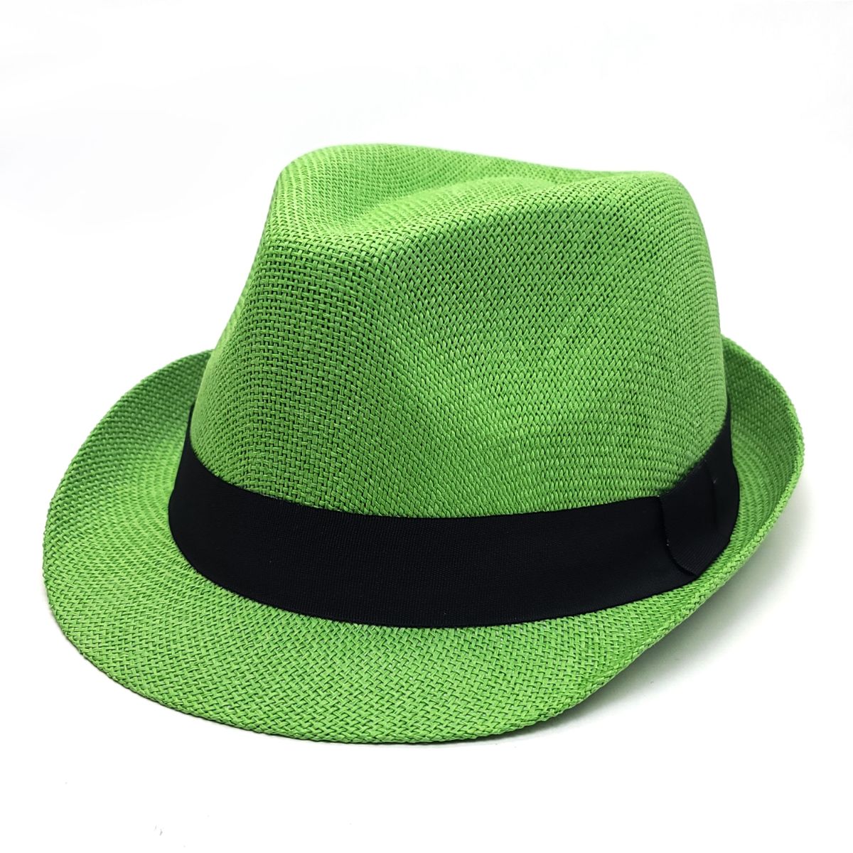 Fedora Hat - F2781, 100% Straw, Multi-Coloured, OSFA, Adjustable Lime Green OSFA Fashion Hat New