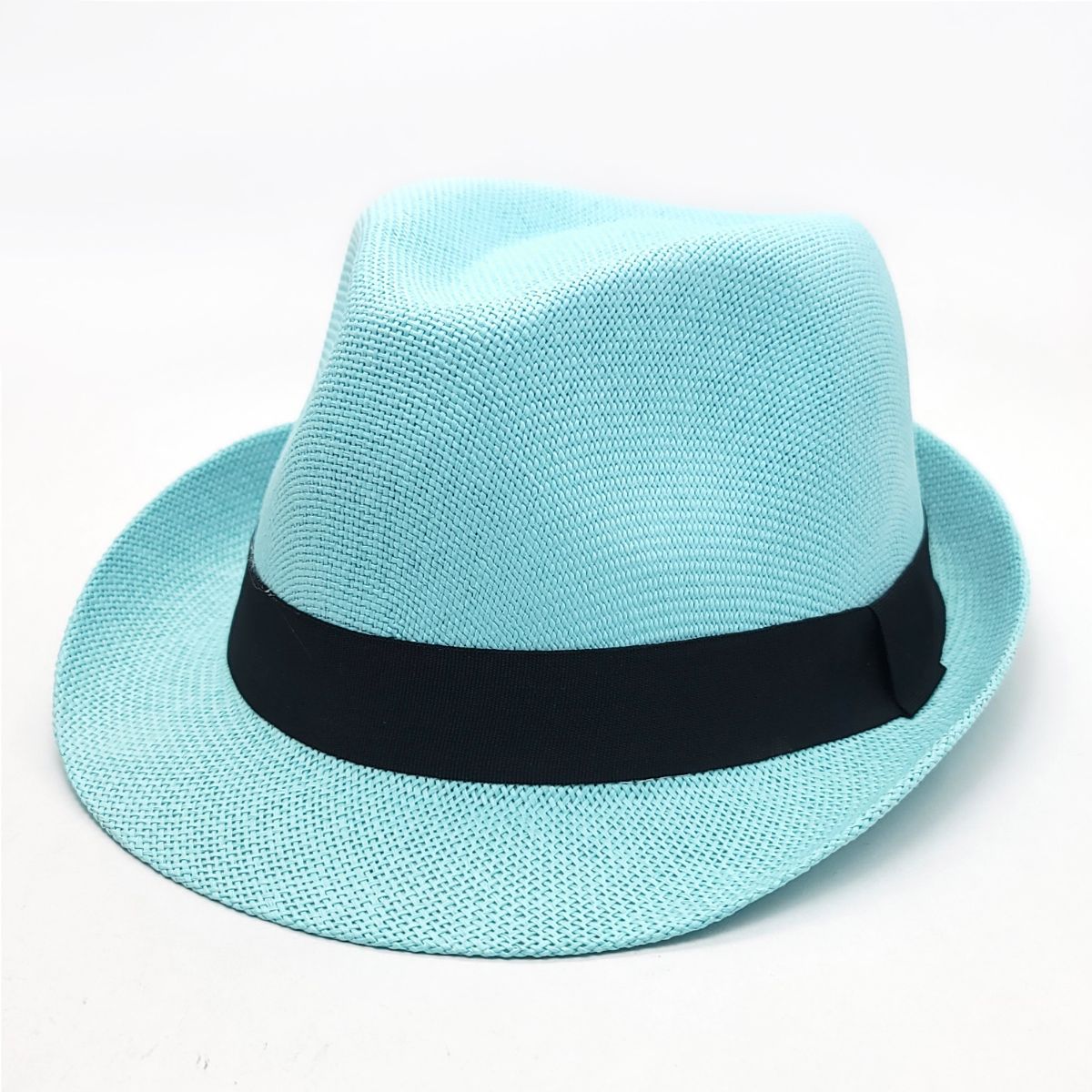 Fedora Hat - F2781, 100% Straw, Multi-Coloured, OSFA, Adjustable Sky Blue OSFA Fashion Hat New
