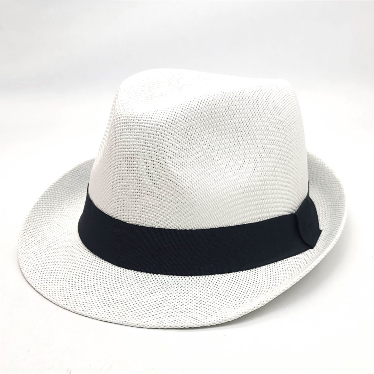 Fedora Hat - F2781, 100% Straw, Multi-Coloured, OSFA, Adjustable White OSFA Fashion Hat New