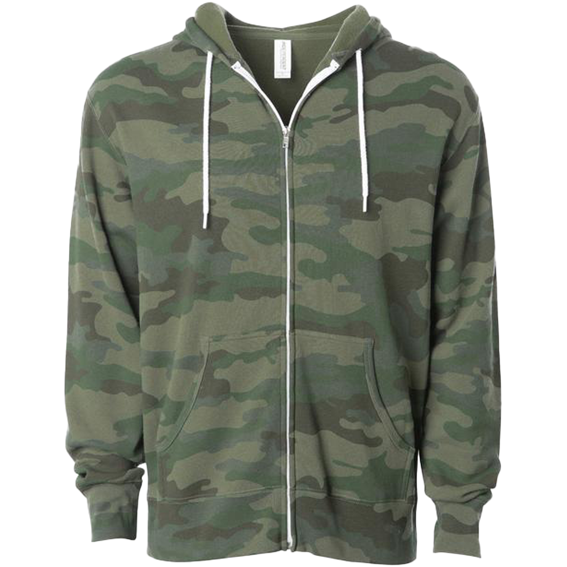 AFX90UNZ - Unisex Zip Hooded Sweatshirt Forest Camo COTTON / POLYESTER FITTED fleece INDEPENDENT Lightweight REGULAR shsdchildproduct tearaway UNISEX