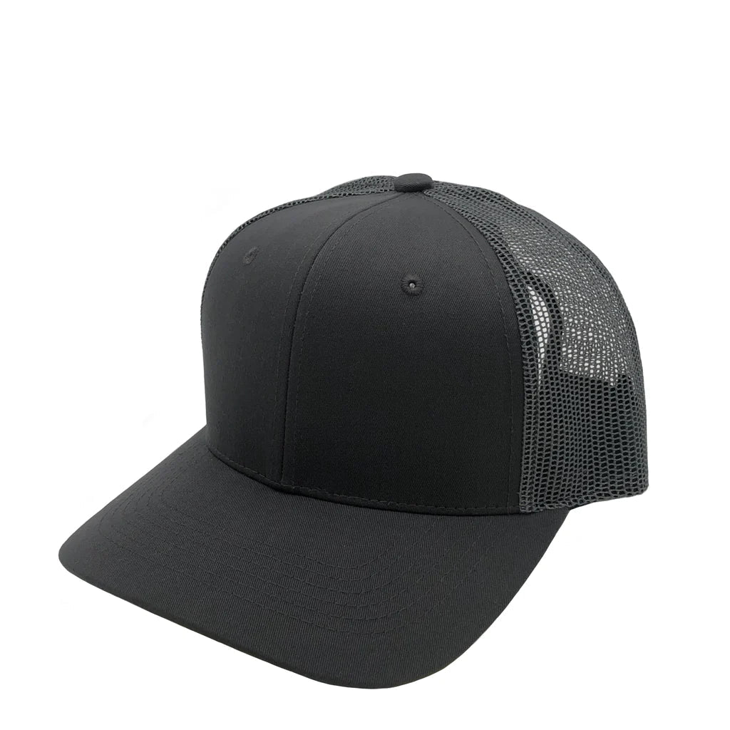 GNV-003M - Premium Pro Style 6 Panels Mesh Trucker Cap Charcoal One Size 6 PANELS COTTON / POLYESTER CURVE HIGH PROFILE MESH nissi caps SNAPBACK STRUCTURED UNISEX