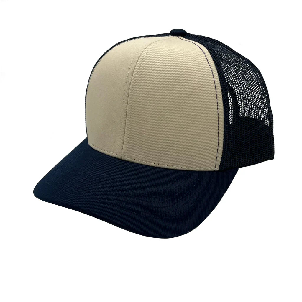 GNV-003M - Premium Pro Style 6 Panels Mesh Trucker Cap Navy Stone One Size 6 PANELS COTTON / POLYESTER CURVE HIGH PROFILE MESH nissi caps SNAPBACK STRUCTURED UNISEX