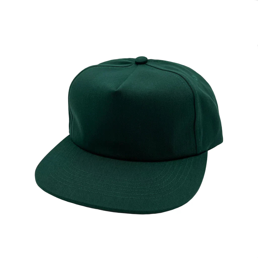 GNV-011 - CVC 5 Panels Unstructured Flat Bill Cap Hunter Green One Size 5 PANELS 5 PANELS - UNSTRUCTURED COTTON / POLYESTER FLAT low profile nissi caps SNAPBACK UNISEX UNSTRUCTURED