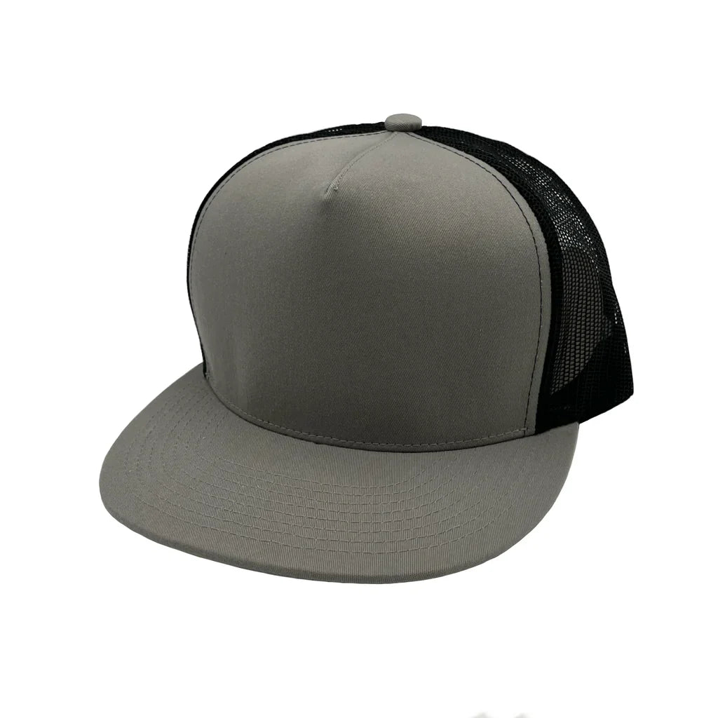 NISSI CAPS 5 Panels Round Flat Bill Mesh Snapback Cap