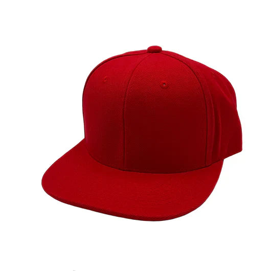GNV-AS002 - 6 Panels Flat Bill Snapback Cap Red One Size 6 PANELS ACRYLIC FLAT HIGH PROFILE nissi caps SNAPBACK STRUCTURED UNISEX