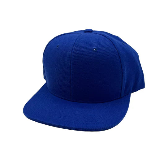 GNV-AS002 - 6 Panels Flat Bill Snapback Cap Royal One Size 6 PANELS ACRYLIC FLAT HIGH PROFILE nissi caps SNAPBACK STRUCTURED UNISEX