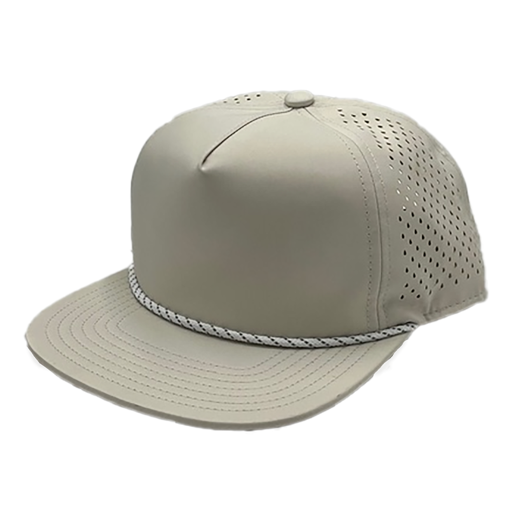GNV-DT724FV - 5 Panels Droplets Mesh W/String Flat Bill Stone One Size 5 PANELS FLAT hats HIGH PROFILE MESH nissi caps POLYESTER ROPE SNAPBACK UNISEX UNSTRUCTURED