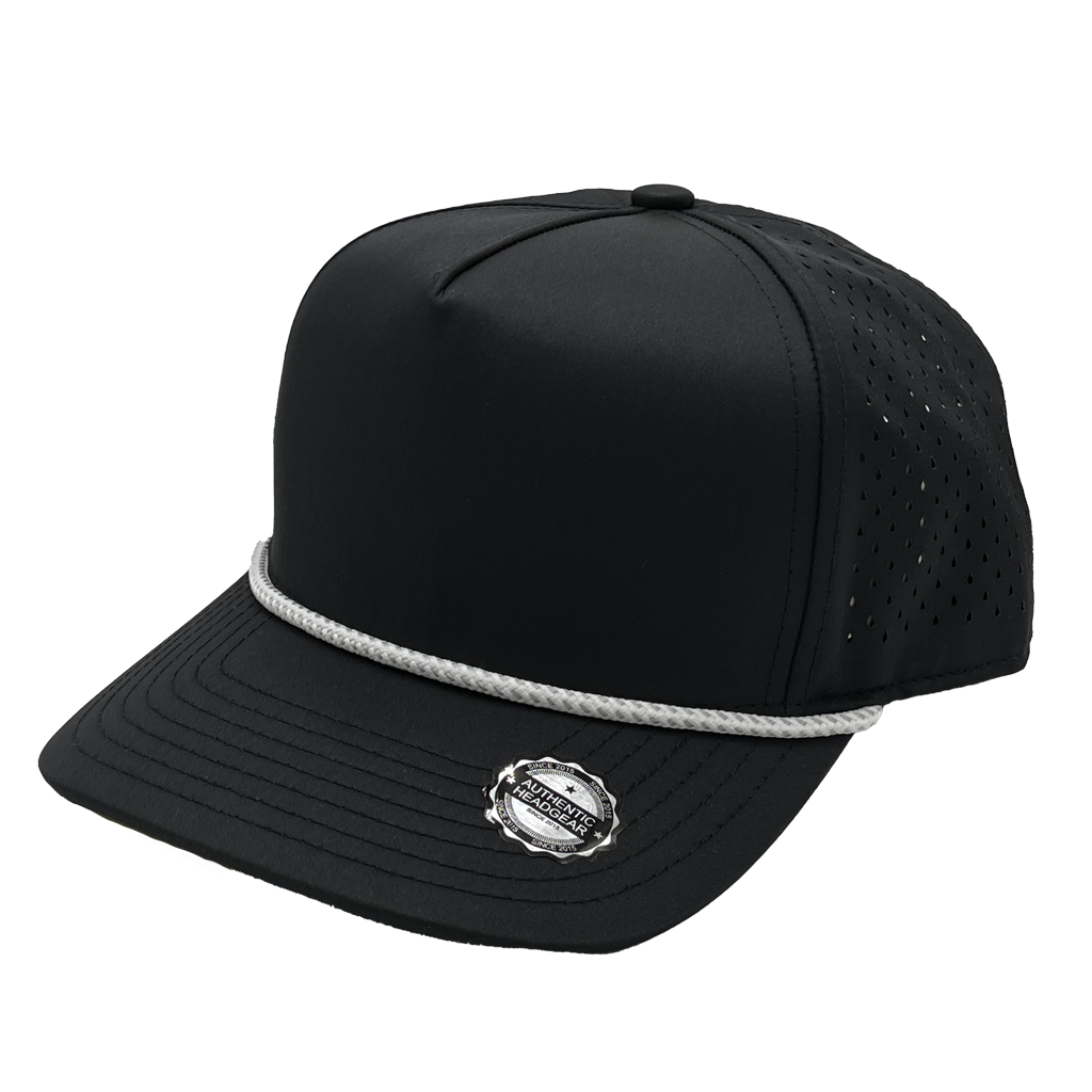 GNV-DT724P - 5 Panels Droplets W/String Curved Bill Black One Size 5 PANELS CURVE hats HIGH PROFILE MESH nissi caps POLYESTER ROPE SNAPBACK STRING STRING HAT STRUCTURED UNISEX
