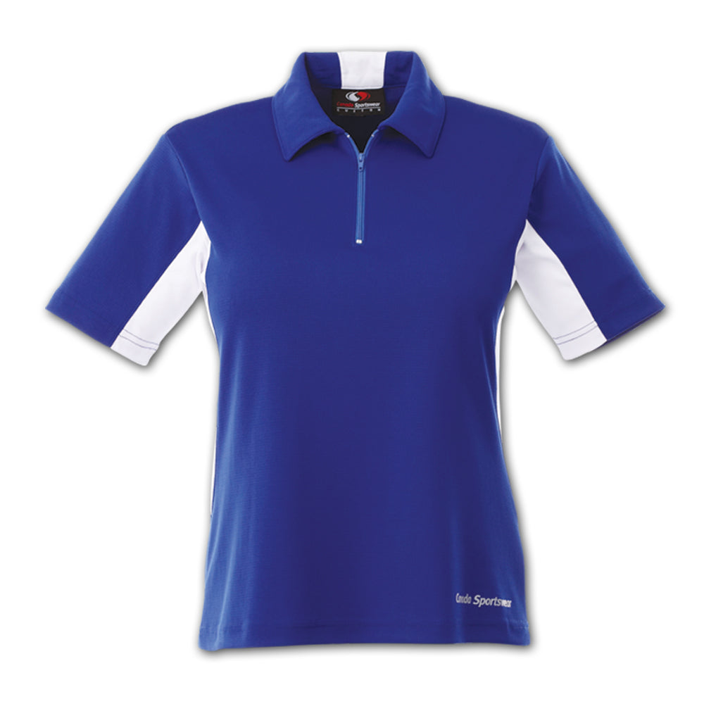 GS245 - Custom Two-toned polo shirt with 1/4 zip & self collar (ladies')