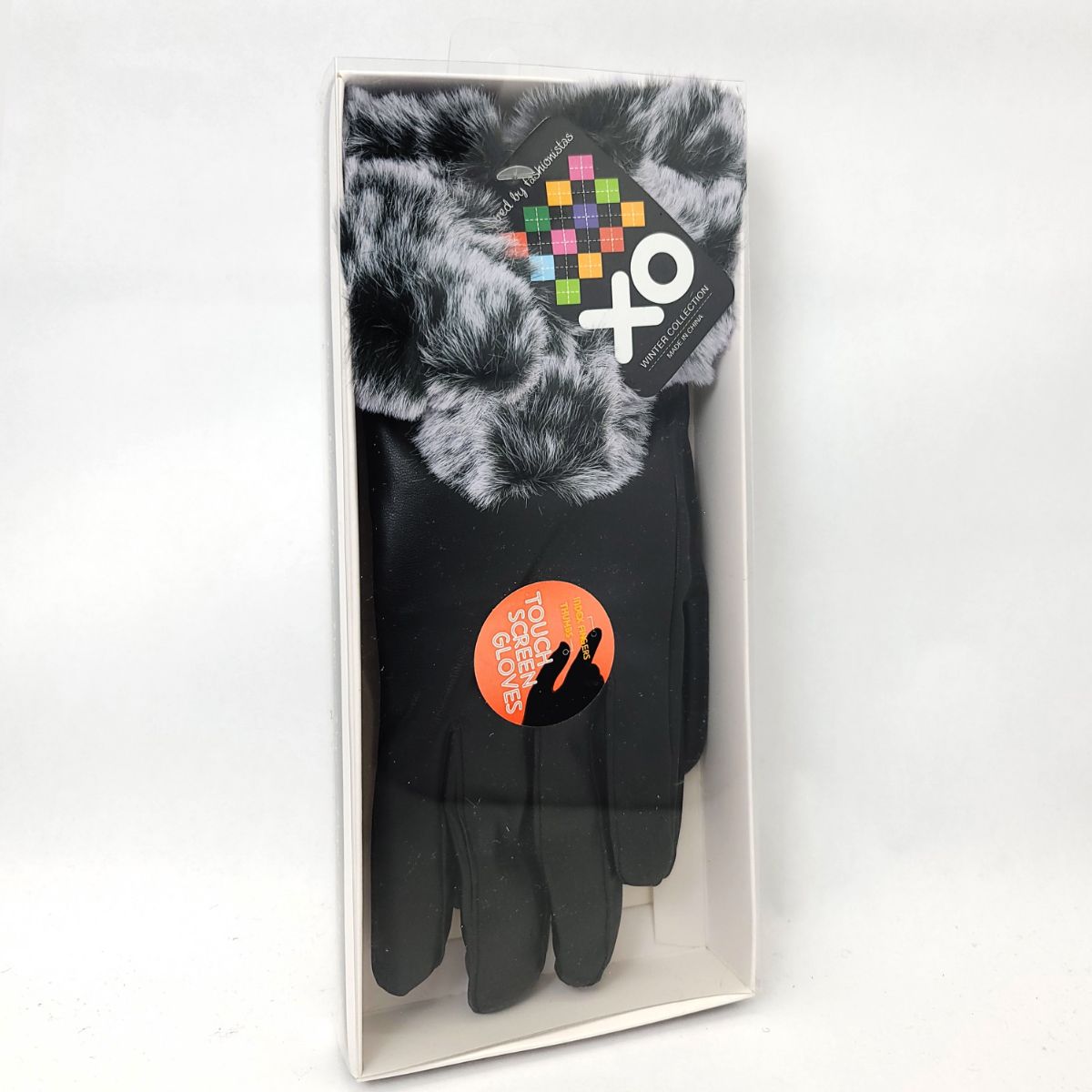 Ladies Touch screen PU Gloves - LGL012, PU Leather, Black winter accessories